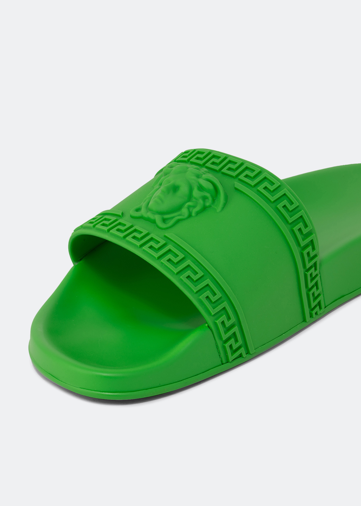 Versace Mens Pool Slides Medusa Logo Green 41 EU us 8 NEW La Medusa Rubber Sliders | VERSACE US main image 2