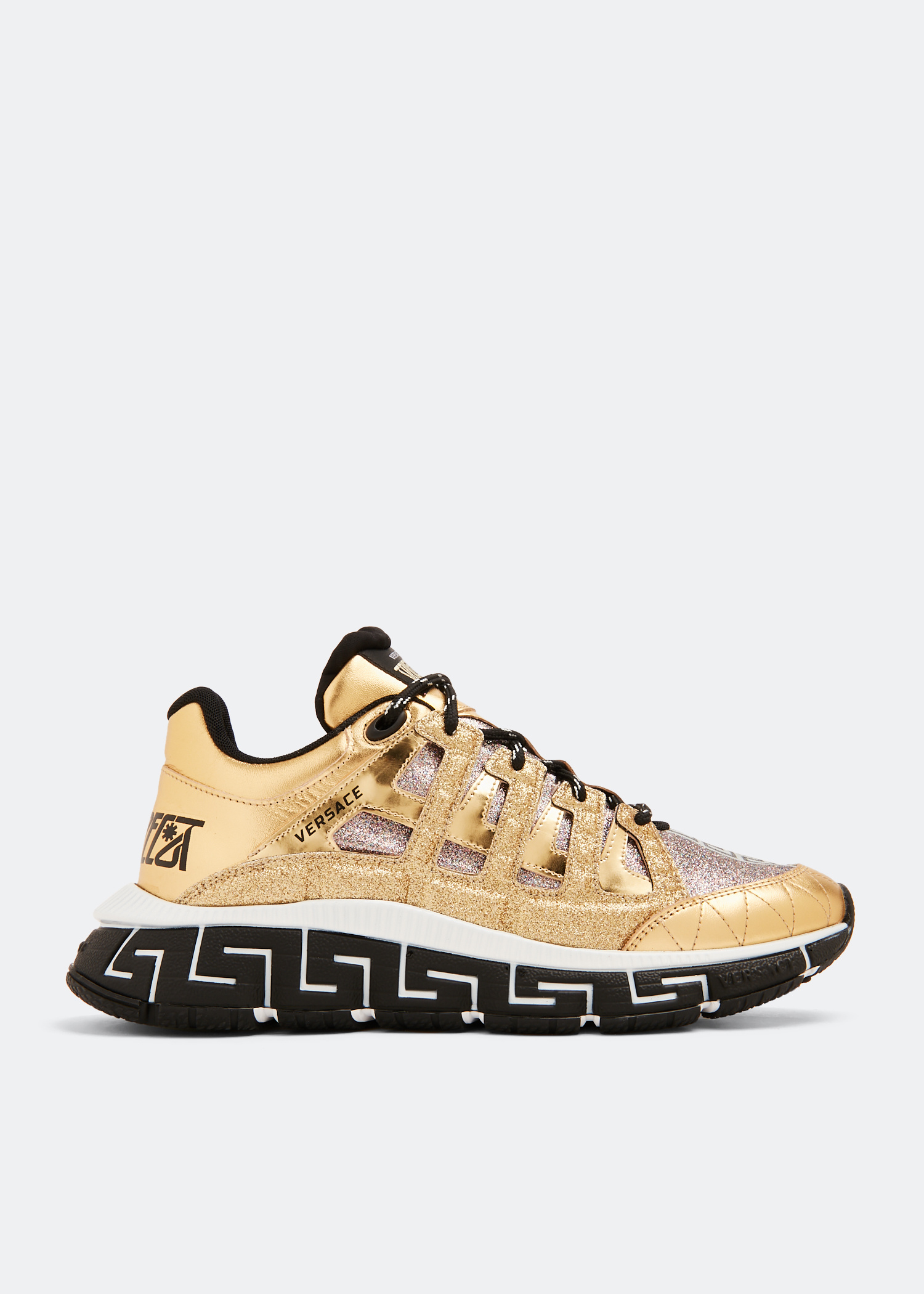 スニーカー Versace DSU8094 1A02748 TRIGRECA Sneakers Men's Versace Trigreca Gold Glitter Sneakers DSU8094-1A02748