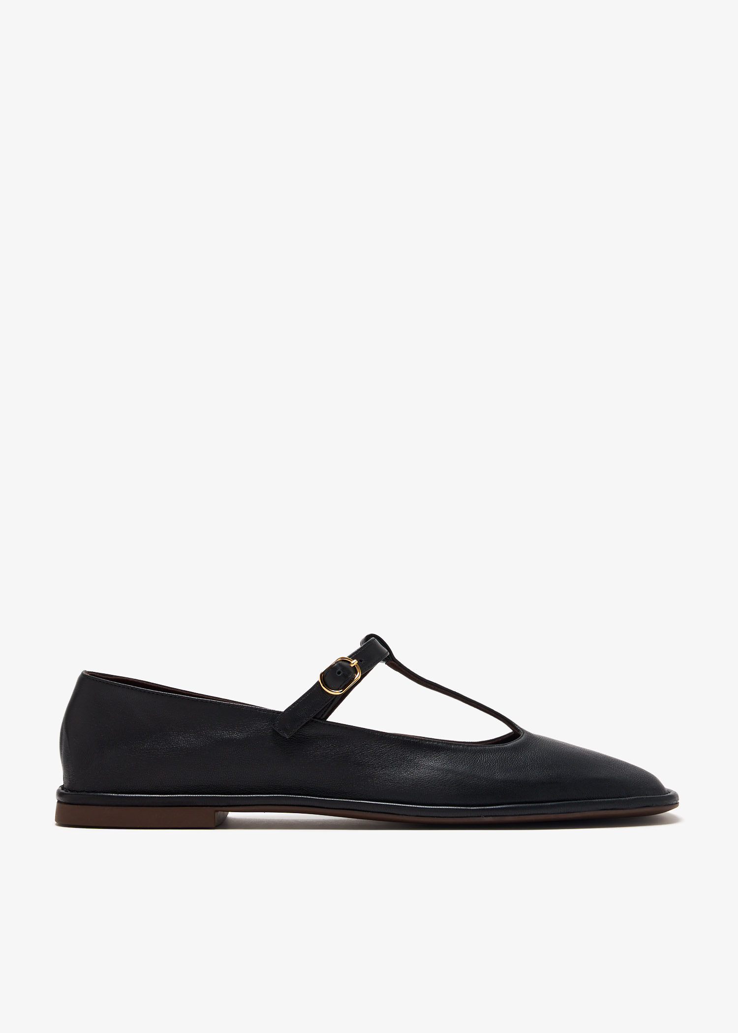 【The Row】Tストラップ フラットシューズ F1599SL3 BLK The Row Square T-Strap flats for Women - Black in UAE