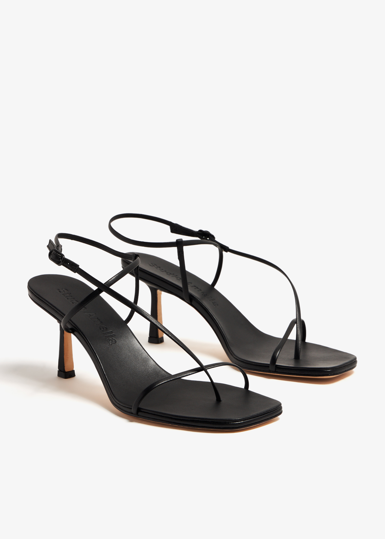 サンダル・ミュール STUDIO AMELIA SS25 Sandals (F728CFS CROSS FRONT 70BLK) Cross Front Black Heels | Premium Womens Heels By Studio Amelia