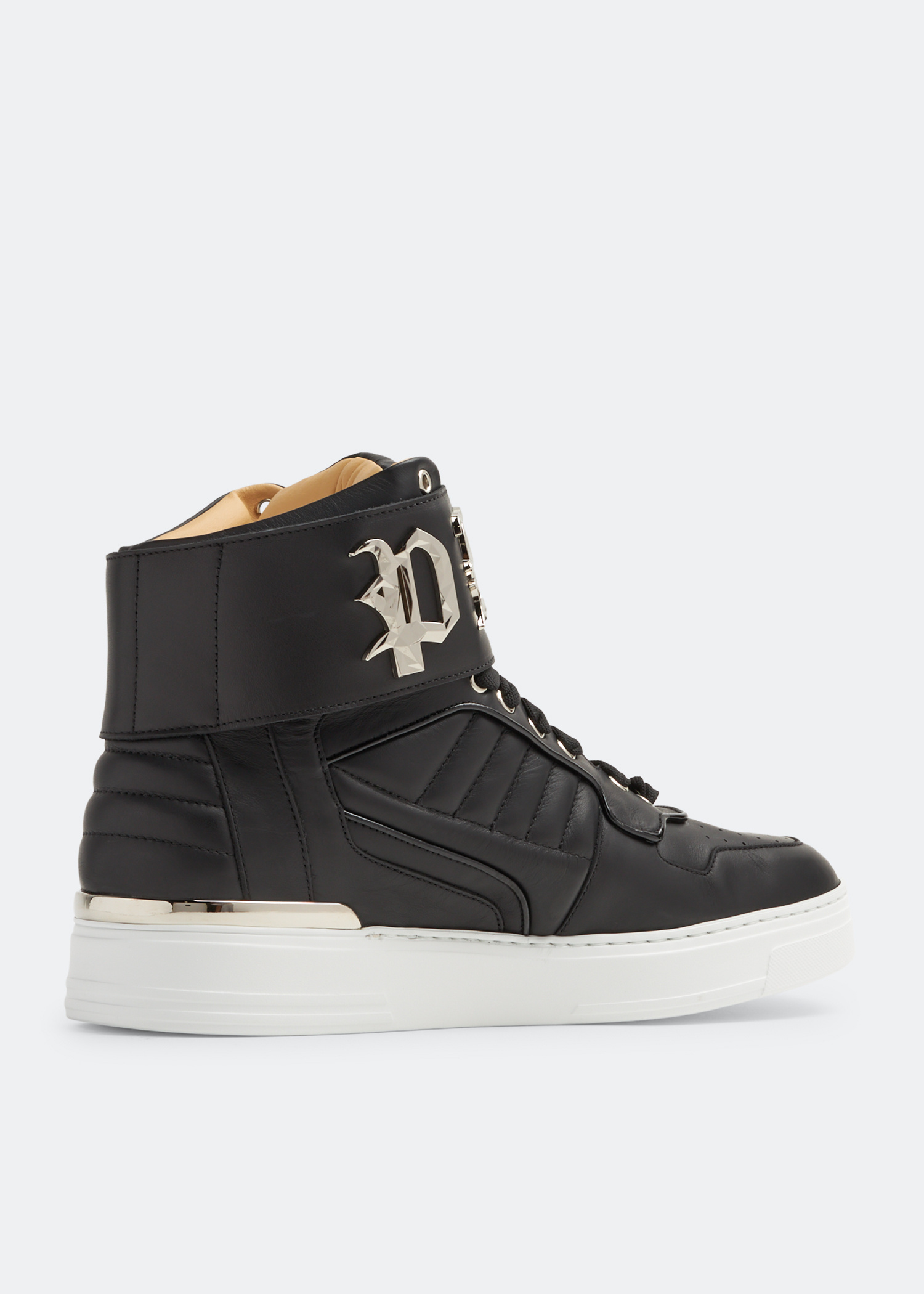 Philipp Plein Logo leather sneakers for Men - Black in USA | Level