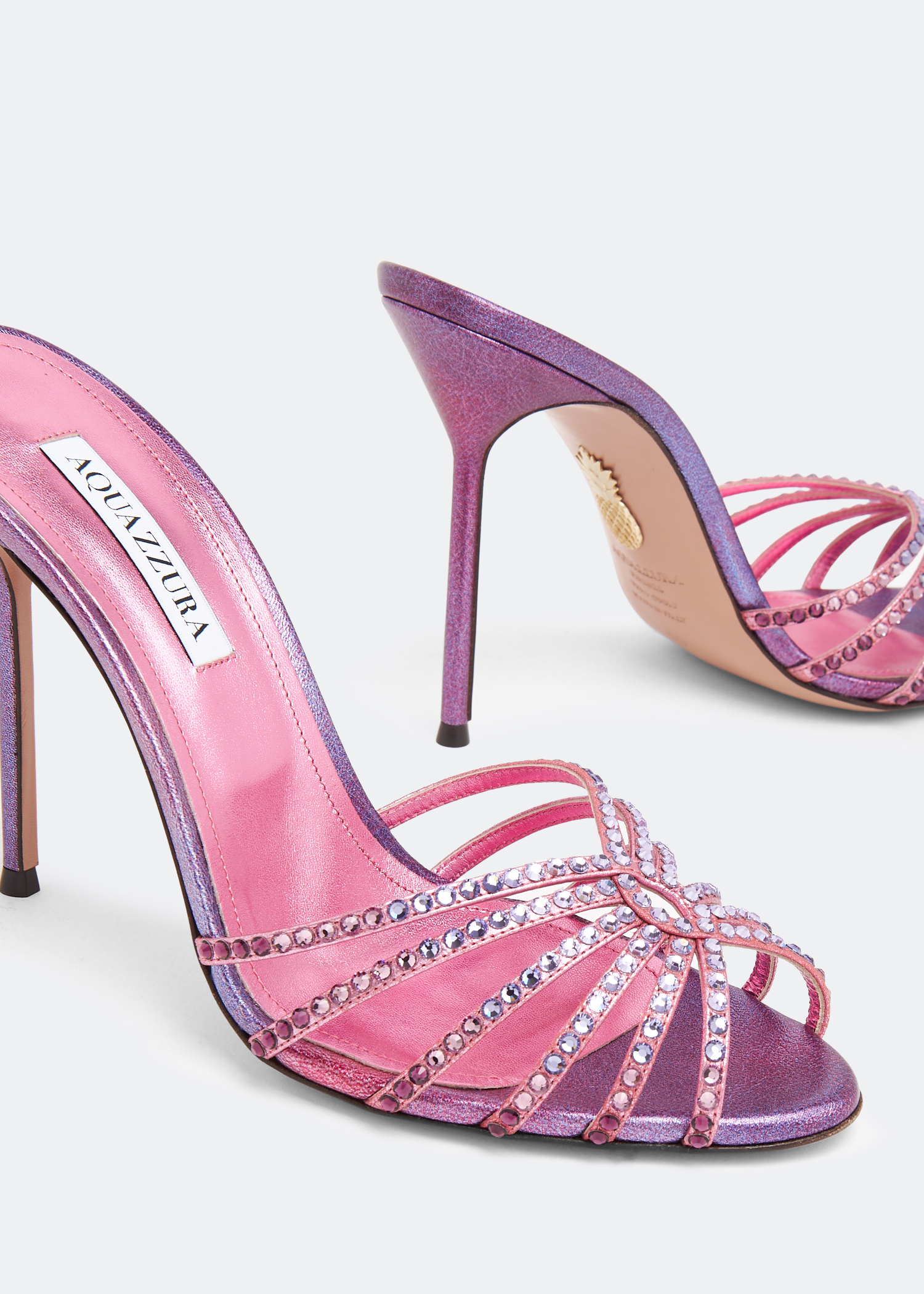 Aquazzura Flow 105 crystal mules for Women - Pink in USA | Level Shoes