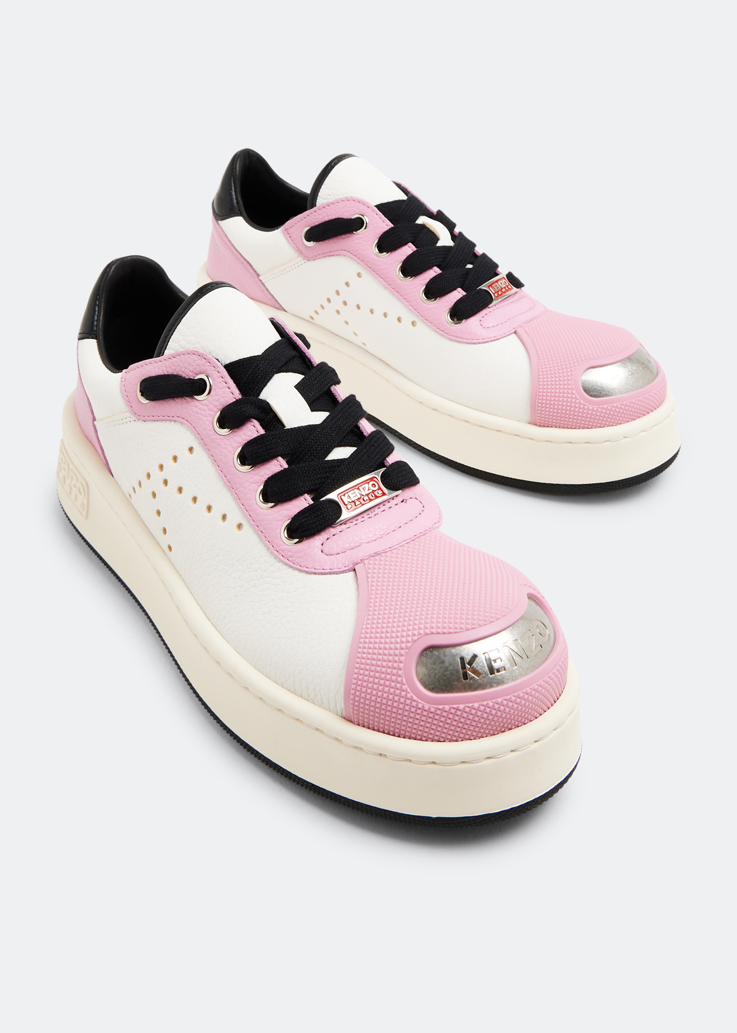 スニーカー KENZO Women Sneakers FD52SN040L53 01 WHITE Buy (Women) Kenzo Leather Low-Top Lace-Up 'White Fashion