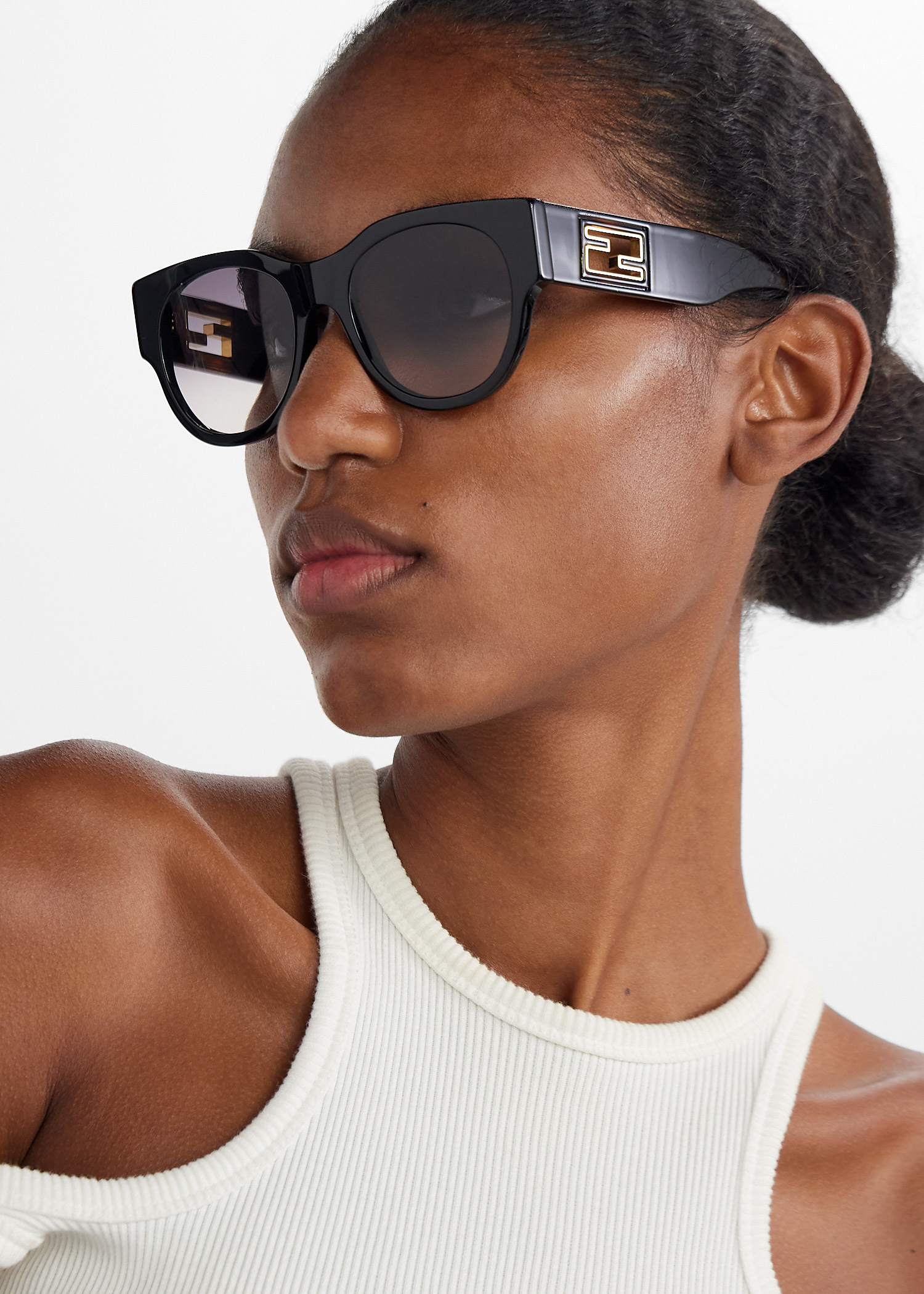 FENDI BAGUETTE SUNGLASSES Fendi Baguette Logo Round Acetate & Nylon Sunglasses  main image 2