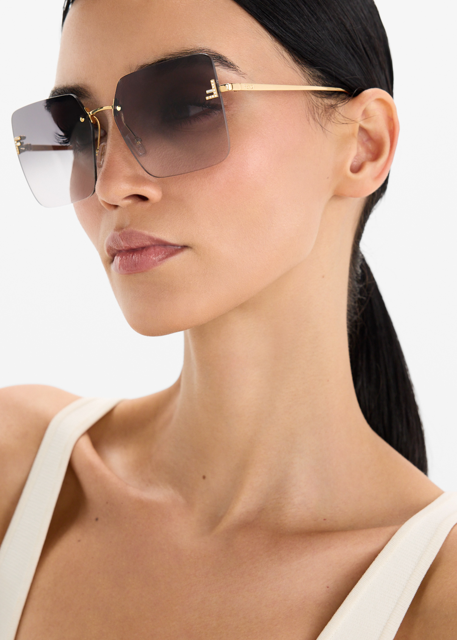 FENDI Fendi First Crystal square sunglasses for Women - Gold in