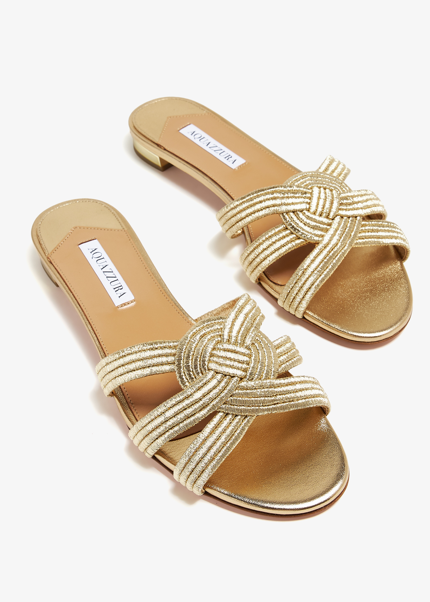 Aquazzura Felix flat sandals for Women - Gold in USA | Level Shoes