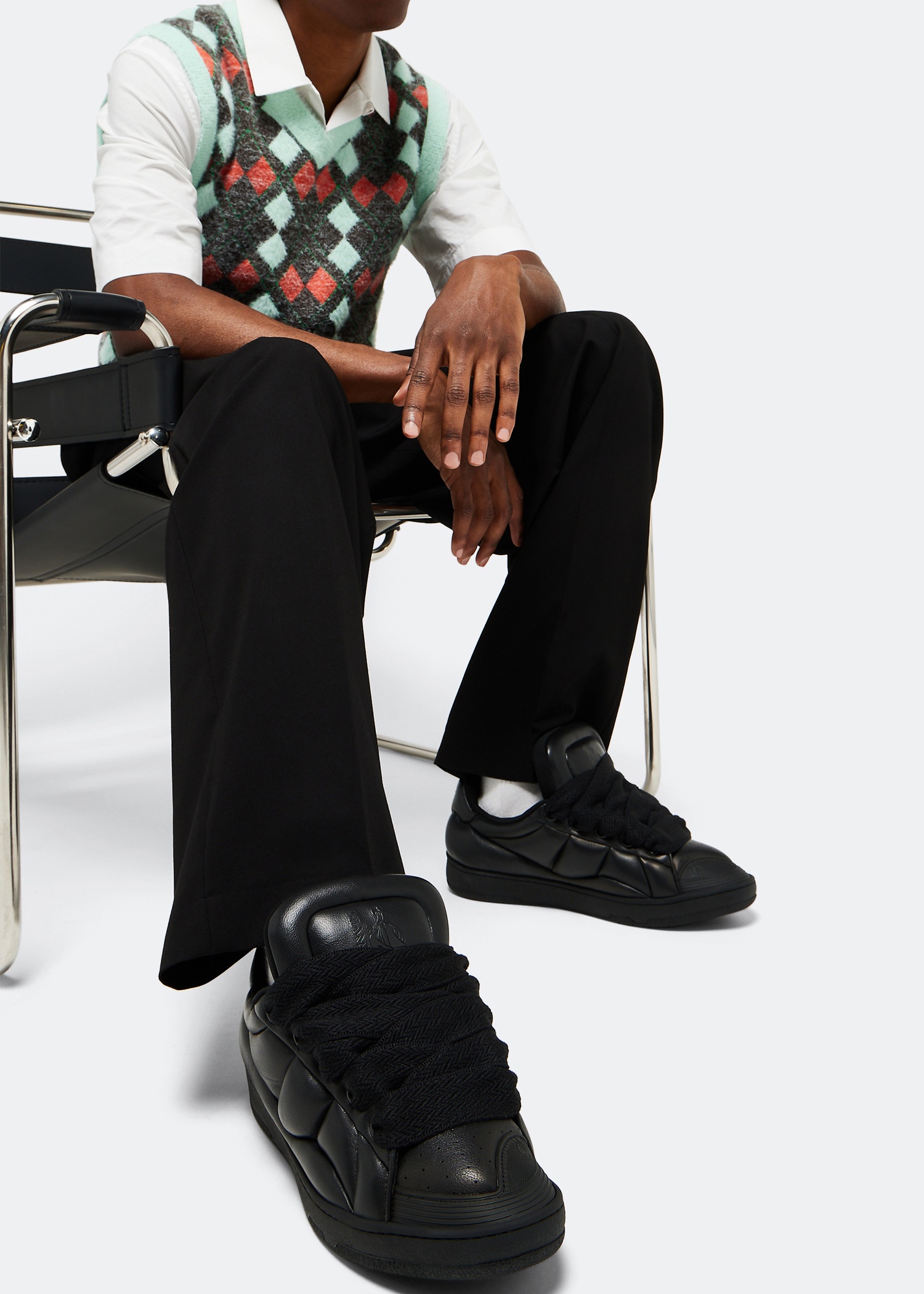 スニーカー LANVIN Black leather Curb XL sneakers Lanvin Curb XL sneakers for Men - Black in UAE | Level Shoes