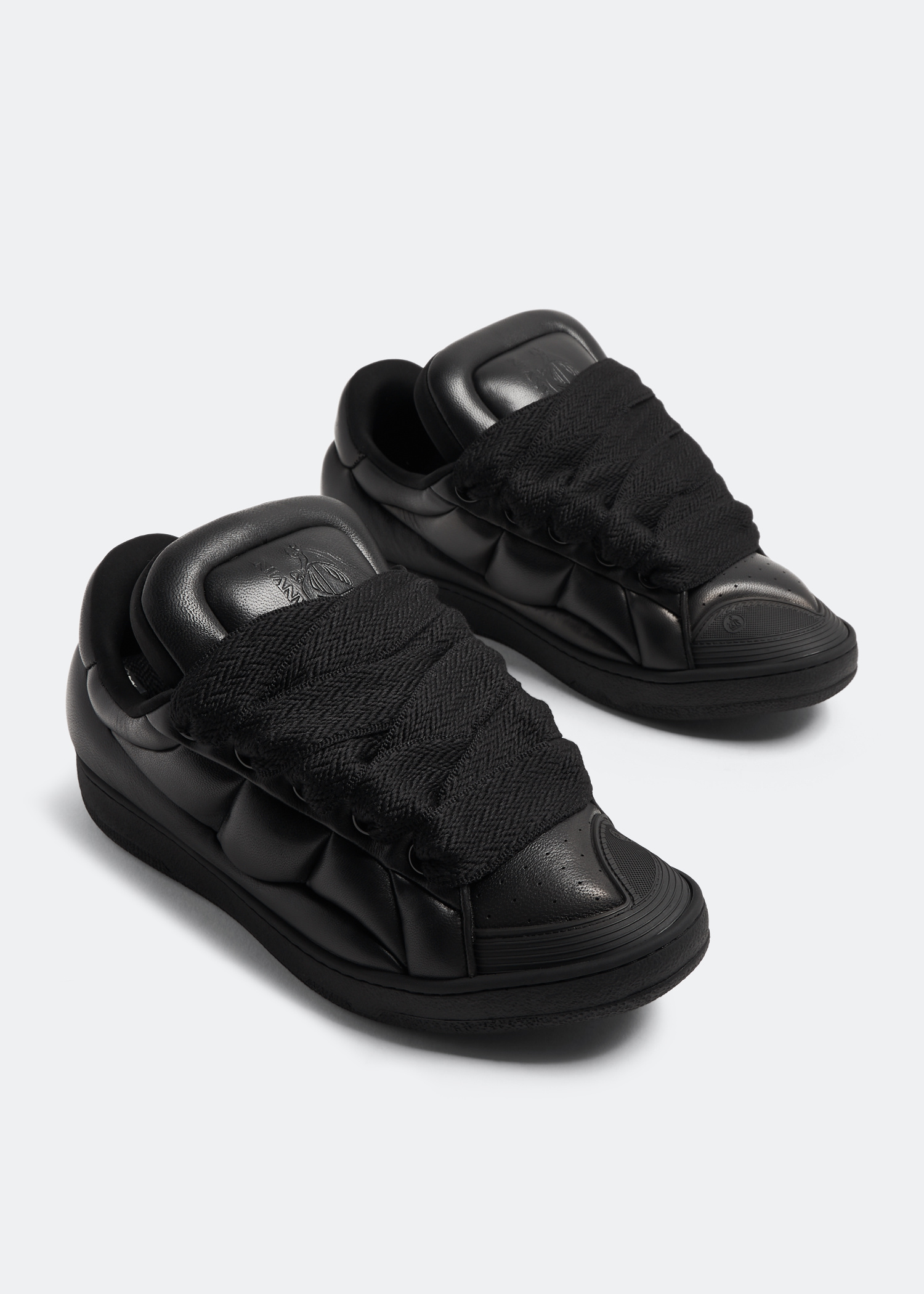【関税&送料込】Lanvin Black Leather Curb Xl Sneakers Lanvin Curb XL Leather Sneakers | Black | FARFETCH