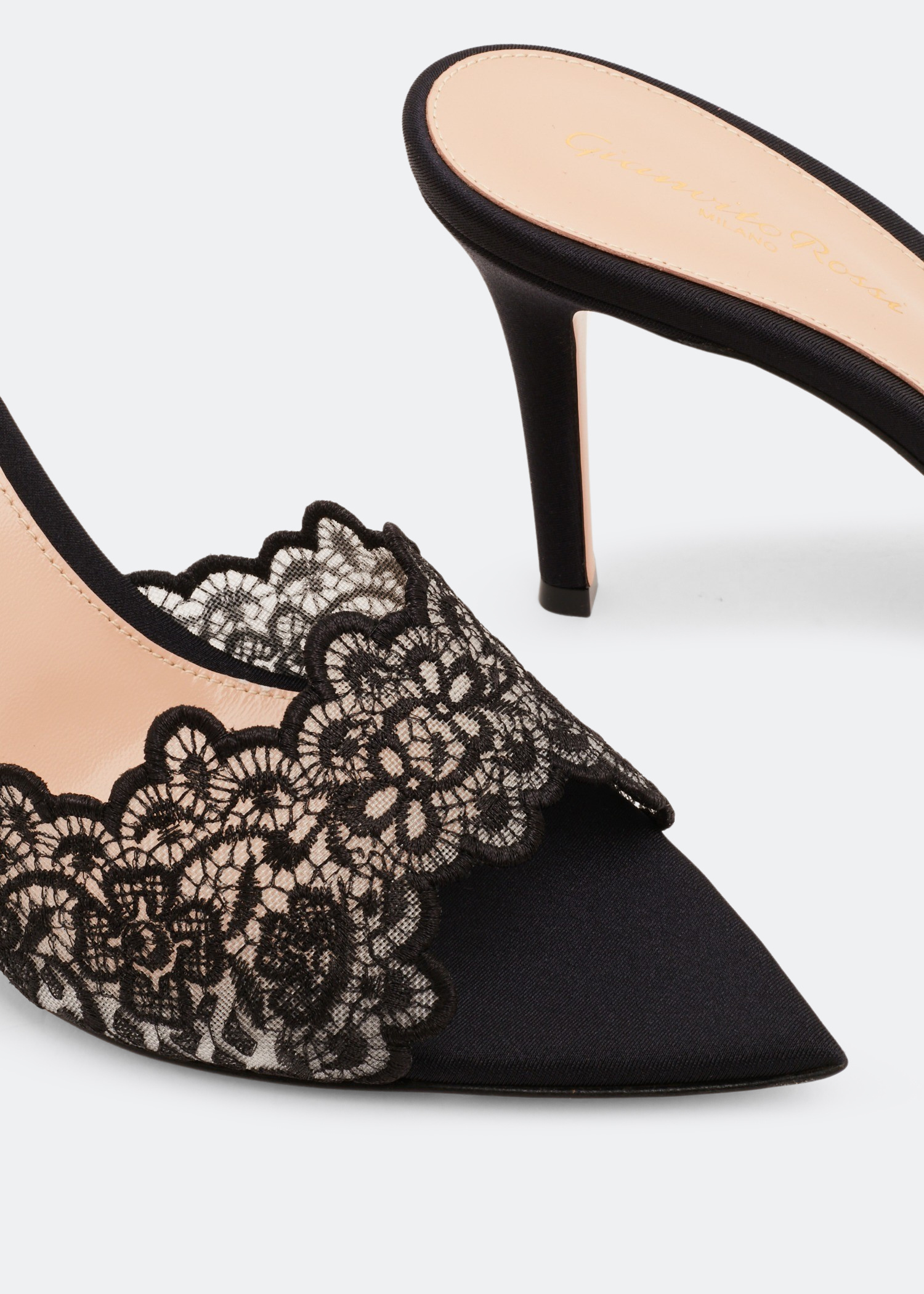 Gianvito rossi女士蕾丝穆勒鞋- 黑色阿联酋| level shoes