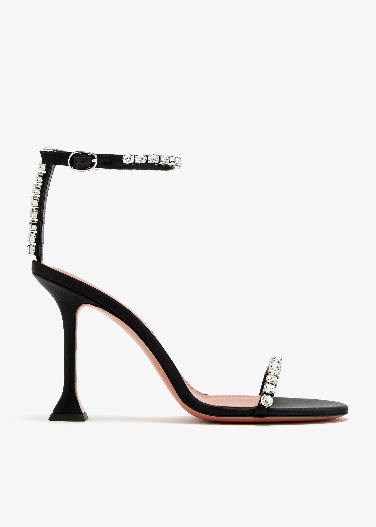 VIP【関税送料無料】希少 Amina Muaddi Gigi Thong Sandals Gigi Thong Sandal Black Nappa And White Crystals