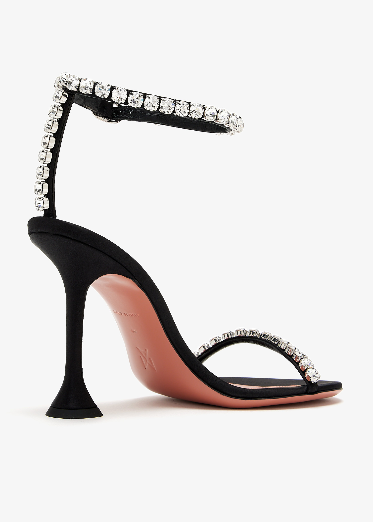 【関税込み】Amina Muaddi シルバー Gigi 95 ヒールサンダル Gigi Slipper 95 Silver Mirror And White Crystals