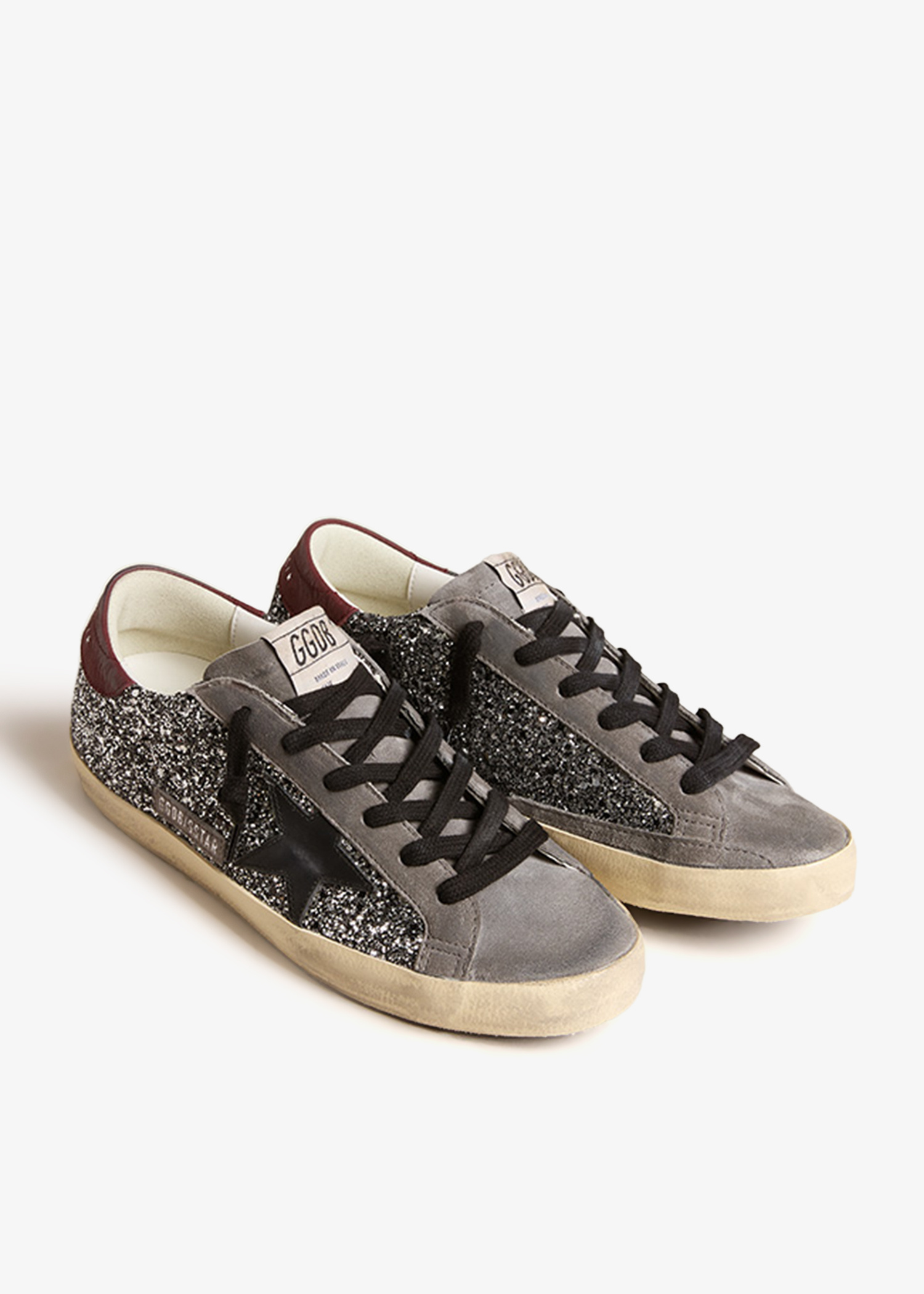 ★Golden Goose★ Superstar Sneakers Grey Black Plum GWF00101 Women's Super-Star with gray glitter star and nude leather
