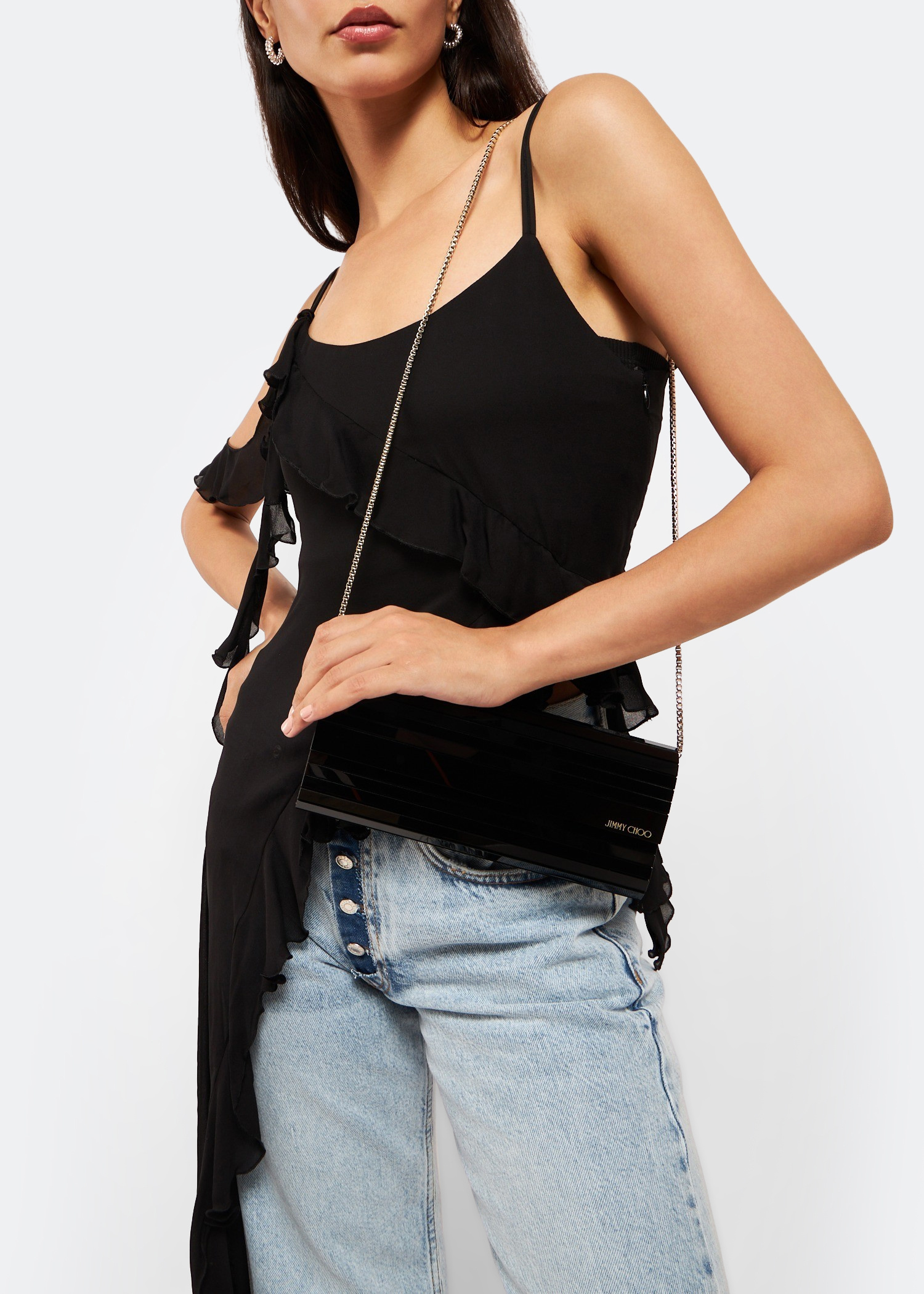 Jimmy Choo Sweetie clutch for Women - Black in UAE | Level Shoes