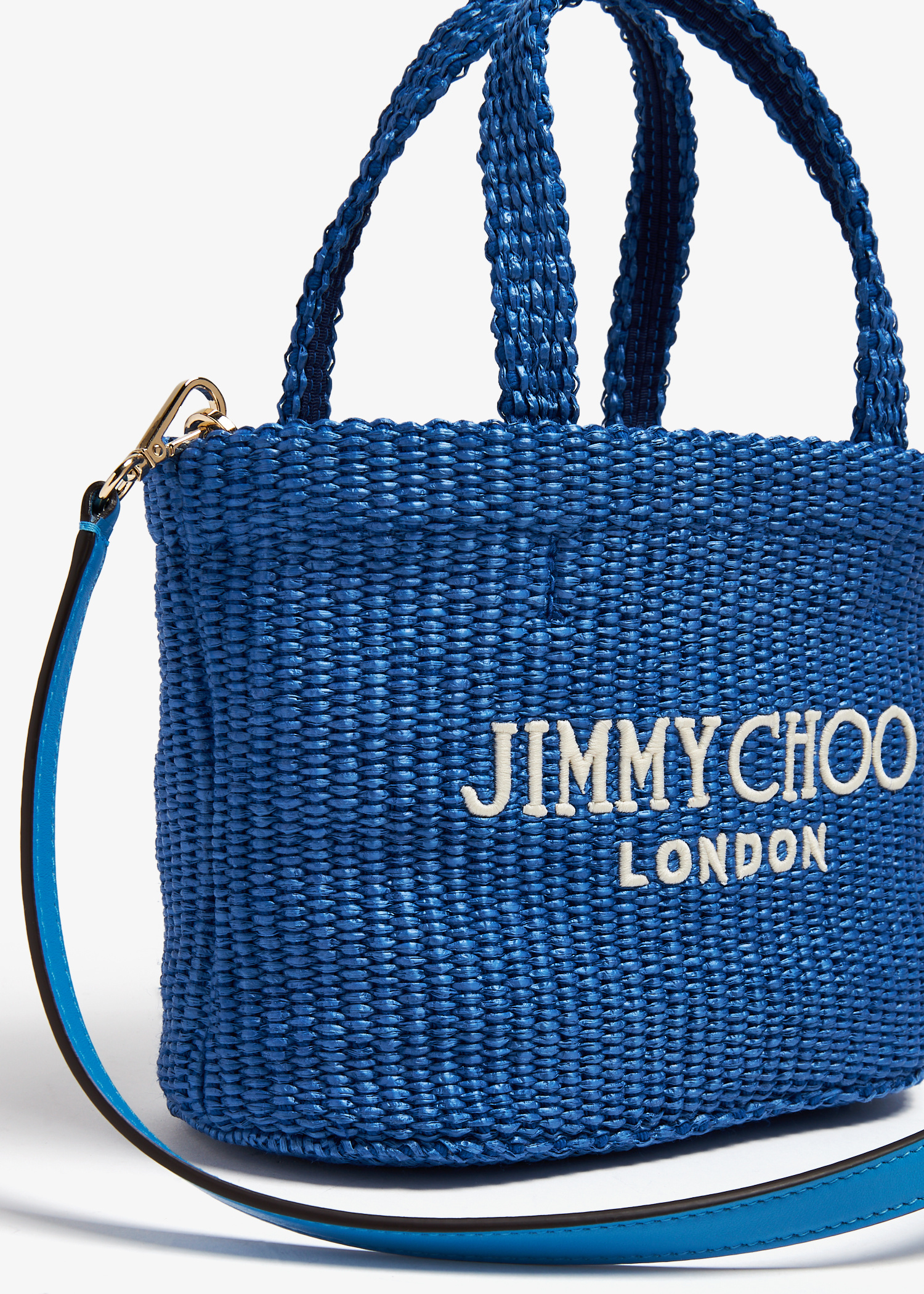 Jimmy Choo Raffia mini beach tote bag for Women - Blue in UAE