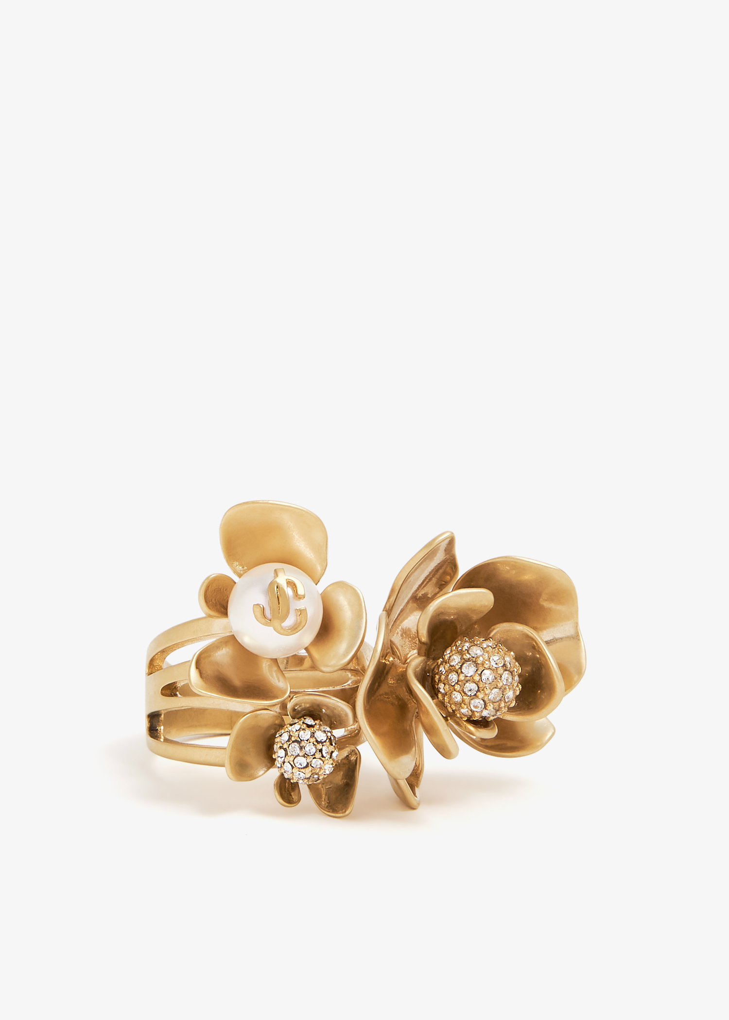 JIMMY CHOO Petal Ring パール＆クリスタル フィニッシュ リング Jimmy Choo Petal ring for Women - Gold in UAE | Level Shoes