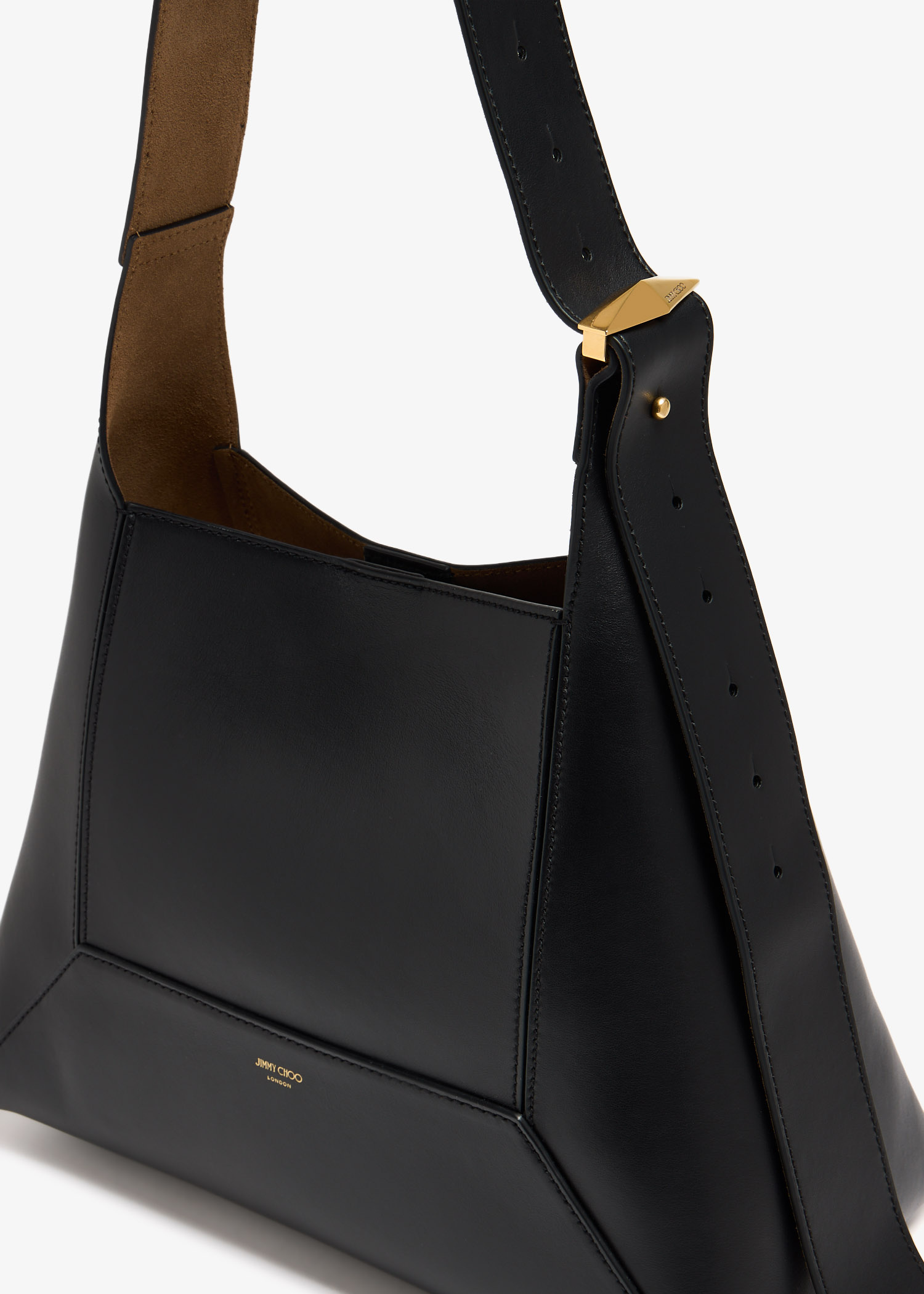 【未使用級】JIMMY CHOO Diamond Hobo/s Black Diamond Hobo/S | Black Leather Shoulder Bag | JIMMY CHOO AU