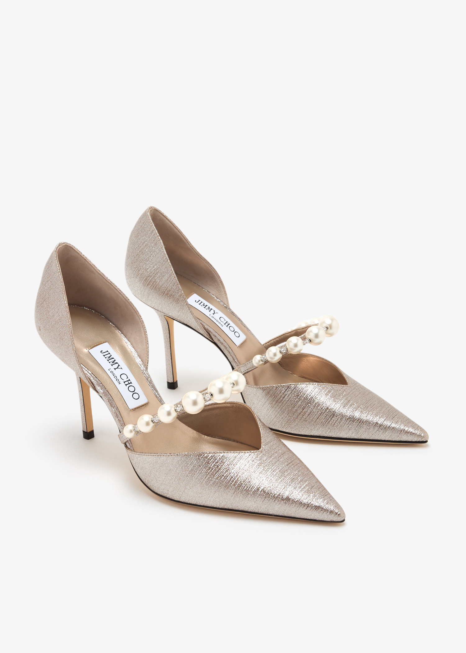 【Jimmy Choo】 Aurelie 85 embellishedサテンパンプス Aurelie 85| Bridal White Patent Leather Pumps | JIMMY CHOO