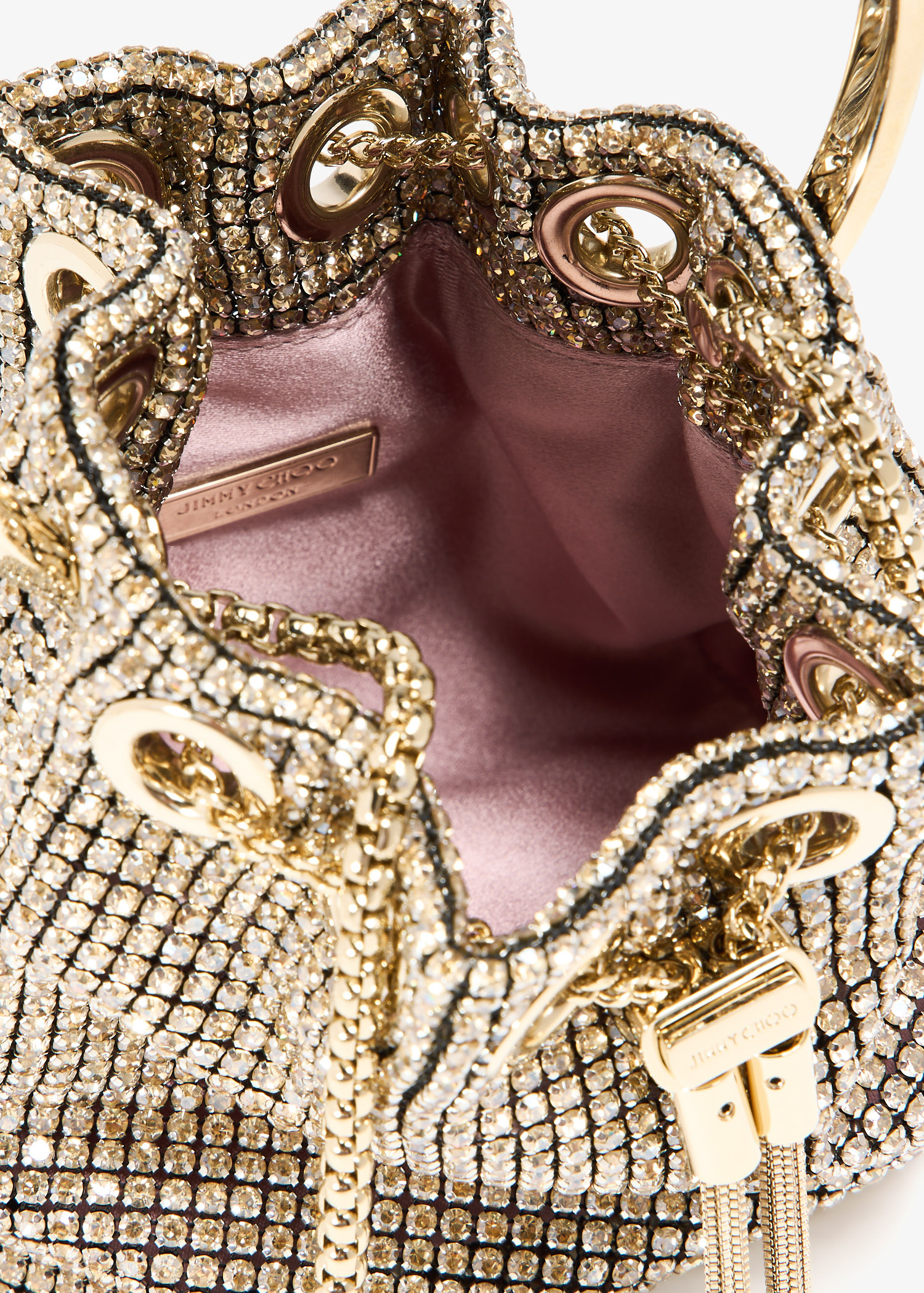 Jimmy Choo Micro Bon Bon bucket bag for Women - Gold in UAE