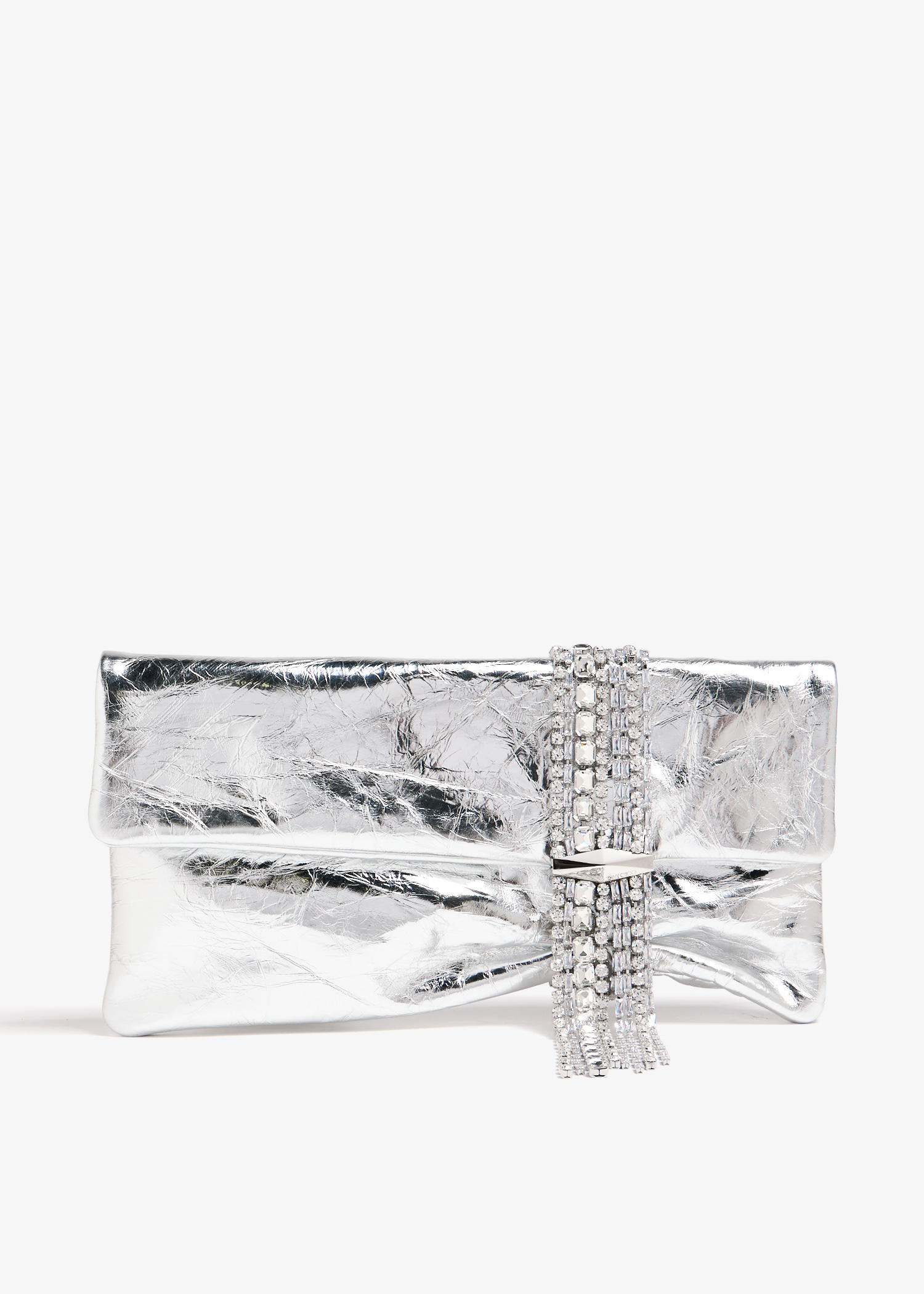 Jimmy Choo Zandra soft clutch for Women - Silver in KSA