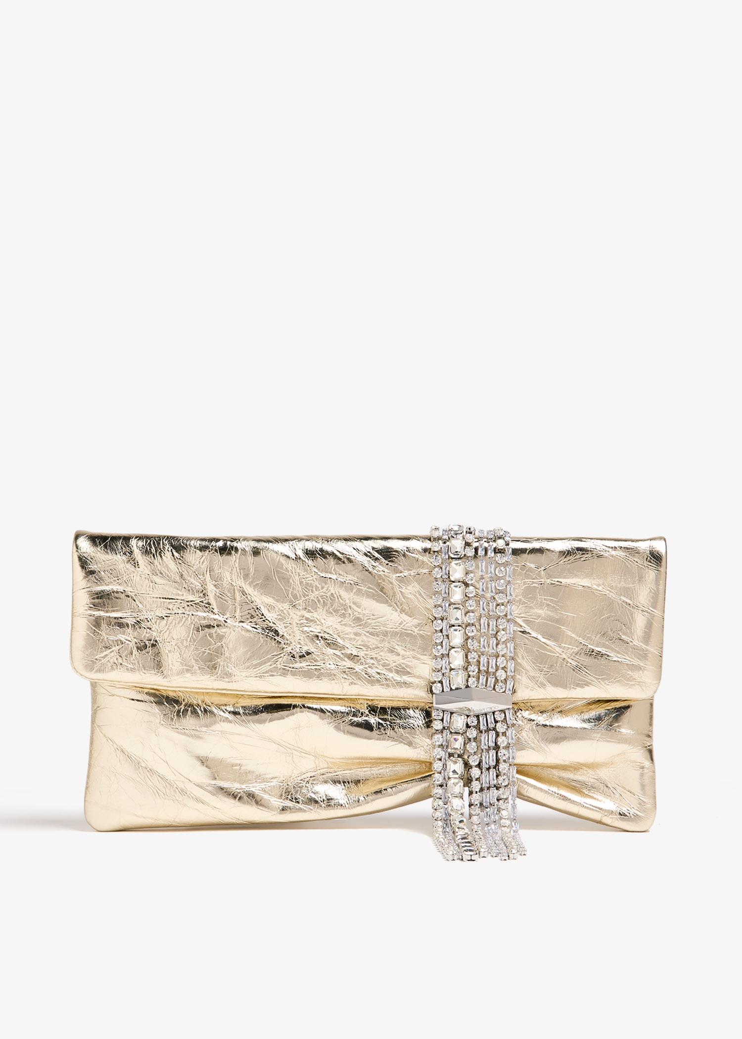 Jimmy Choo Zandra soft clutch for Women - Gold in UAE