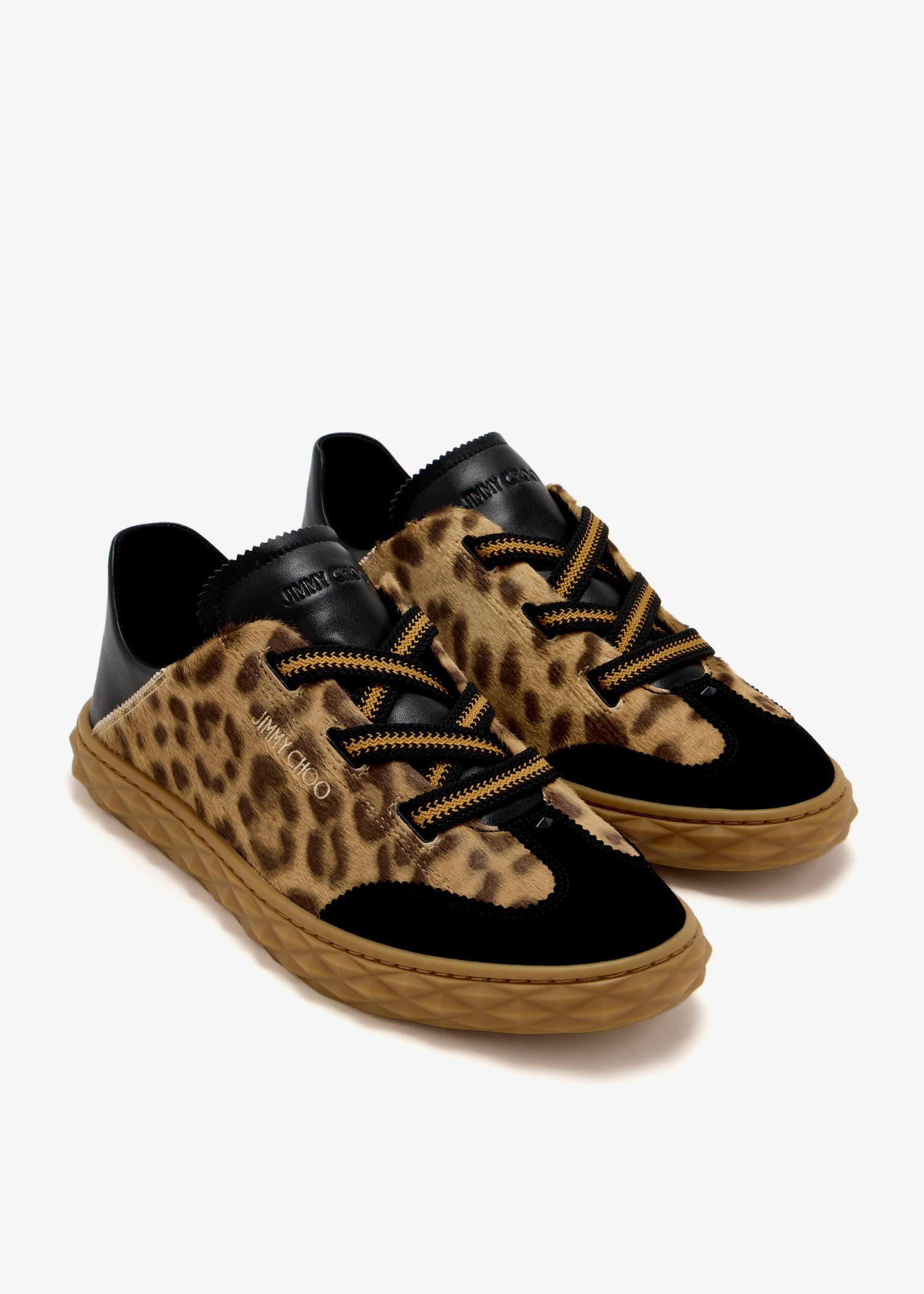 スニーカー IMMY CHOO COO FABRIC SNEAKERES Jimmy Choo - Norway Opal Gray Lurex Knit Fur Pom-Pom Sneaker