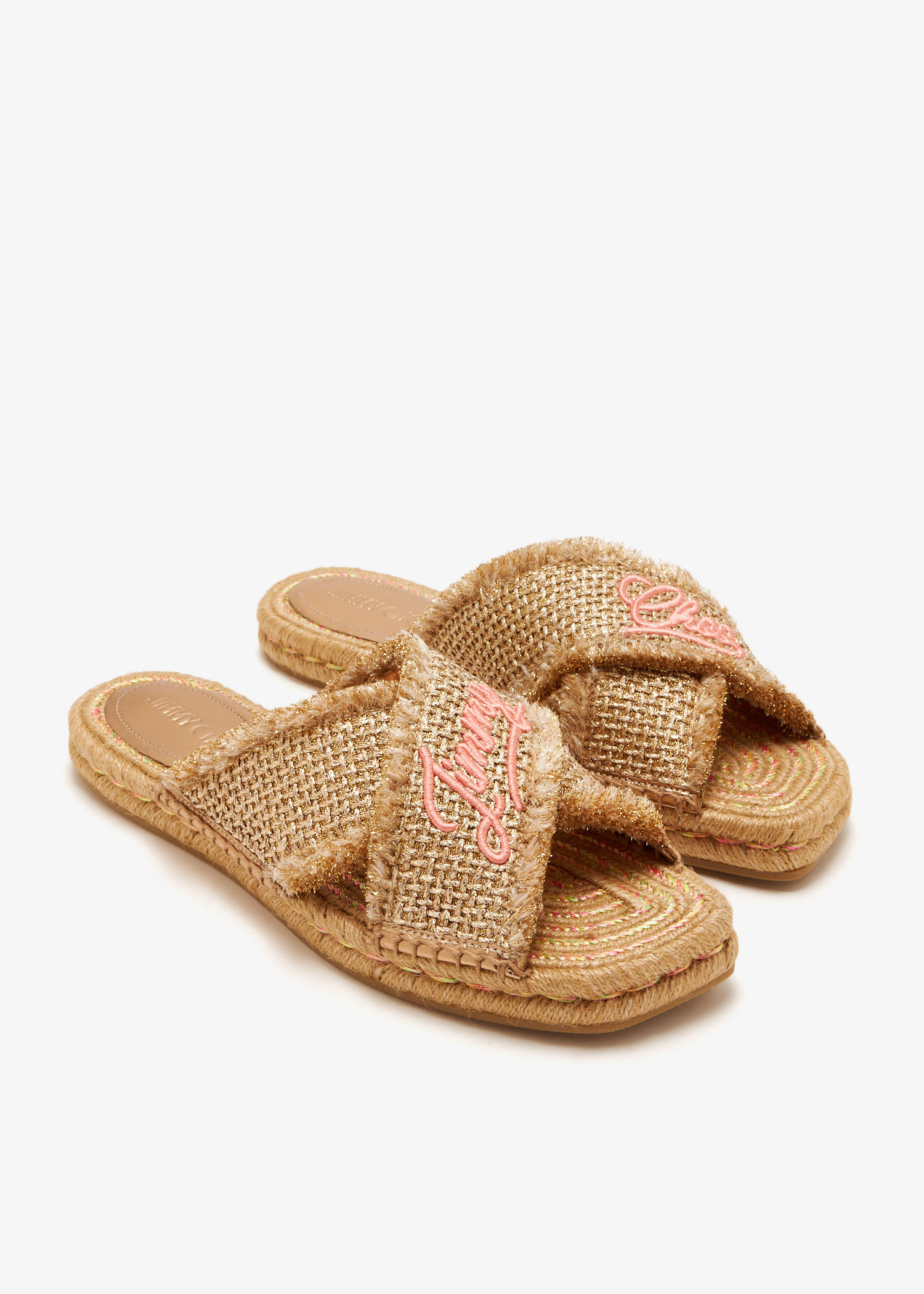 【送料&関税込】Jimmy Choo aciel Sandals Aciel Sandal Flat | Ecru Striped Raffia Sandals | JIMMY CHOO