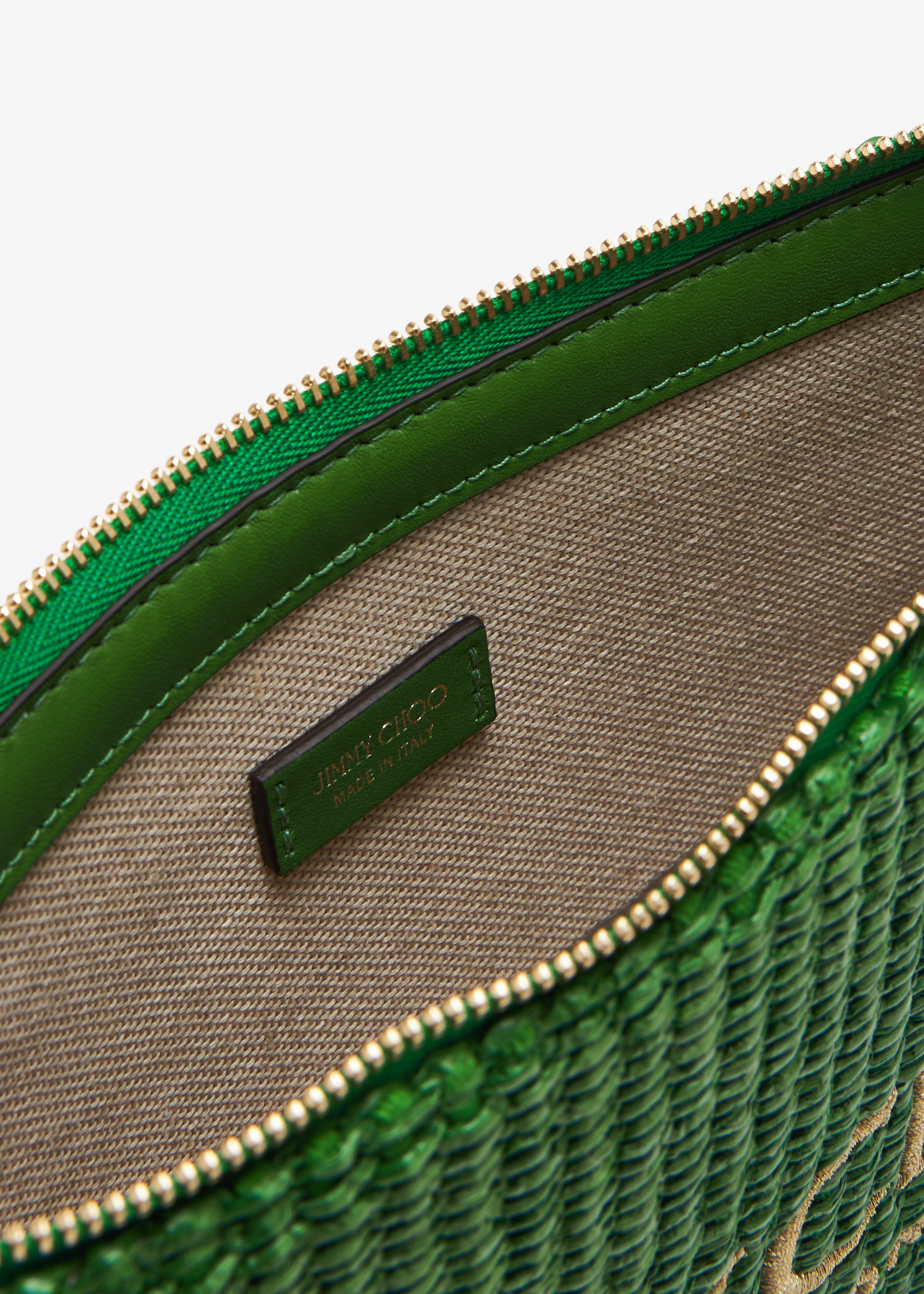 JIMMY CHOO Zip Top Pouch ラフィア クラッチバッグ Jimmy Choo Zip-top pouch for Women - Green in UAE | Level Shoes