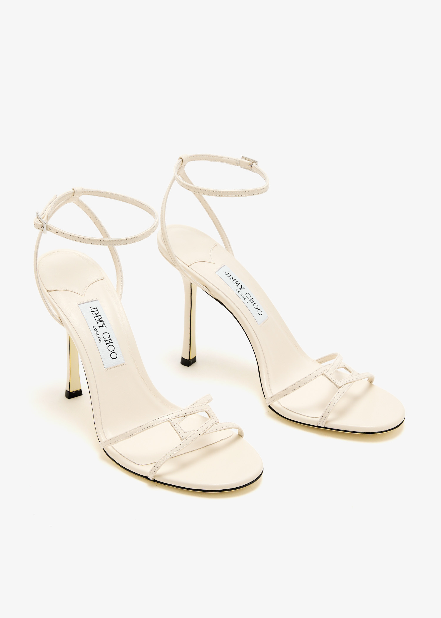 【Jimmy Choo】レディース レオ100 クリーム ナッパ サンダル Jimmy Choo Leo 100 sandals for Women - Cream in UAE | Level