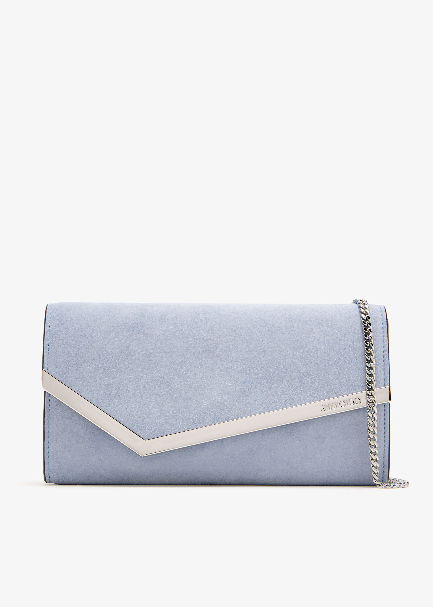 【JIMMY CHOO】エレガント Emmie クラッチ EMMIE | Silver Mirror Fabric Clutch Bag | Summer Collection