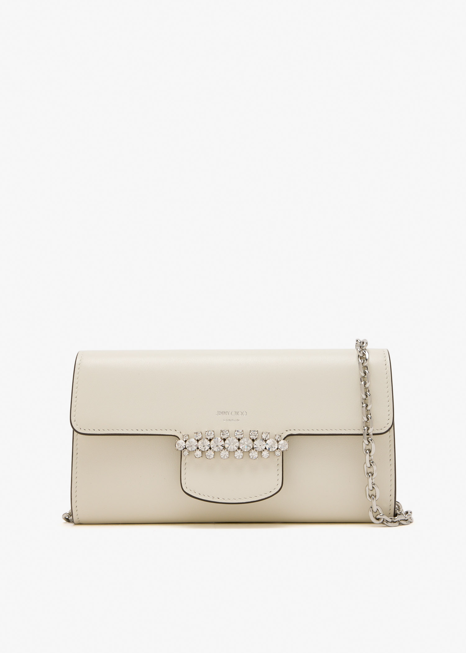 Jimmy Choo Bing chain wallet for Women - White in UAE | Level Shoes