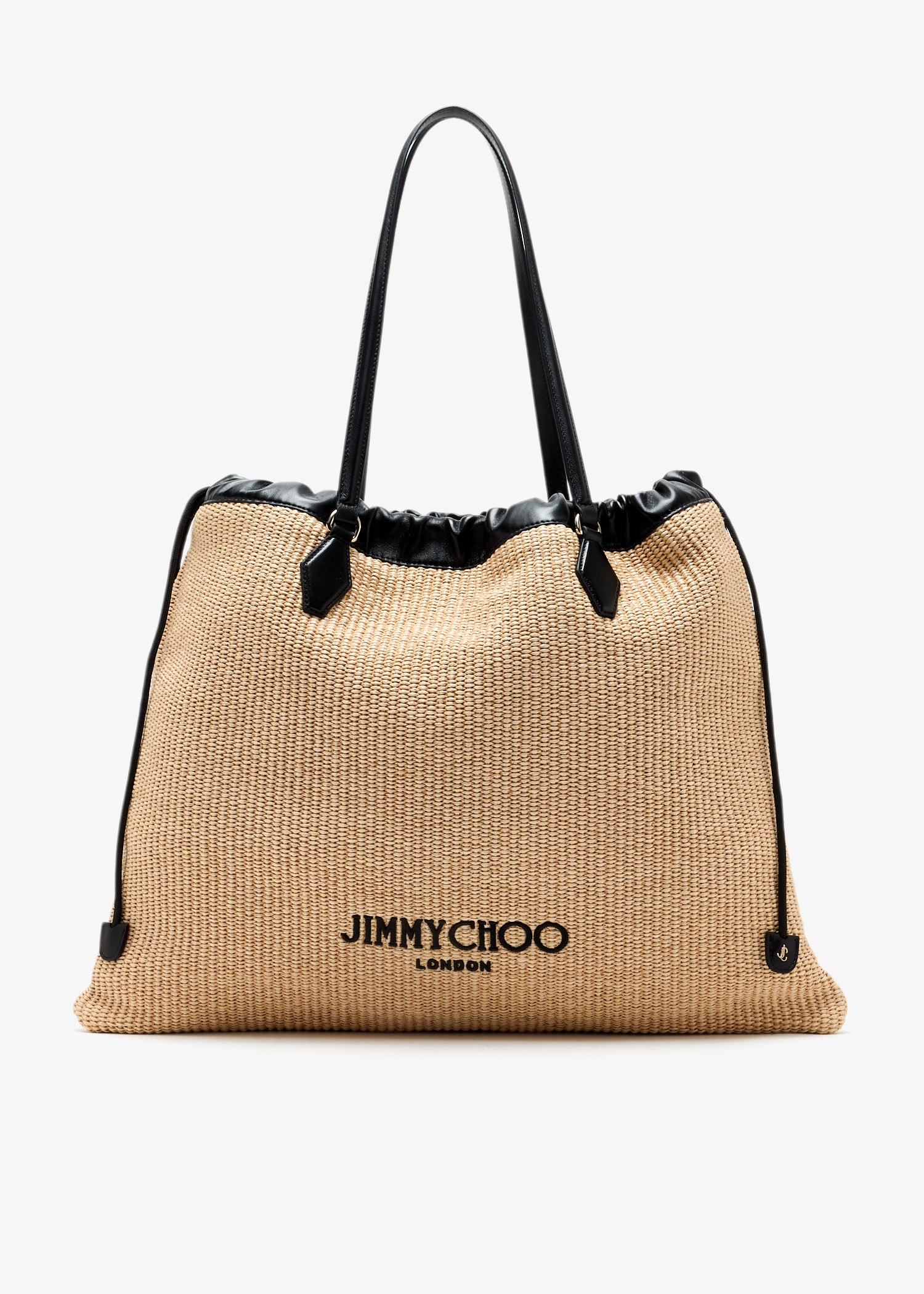 【Jimmy Choo】Drawstring Tote L ナッパレザー トートバッグ Drawstring Tote L |Black Nappa Leather Drawstring Tote with
