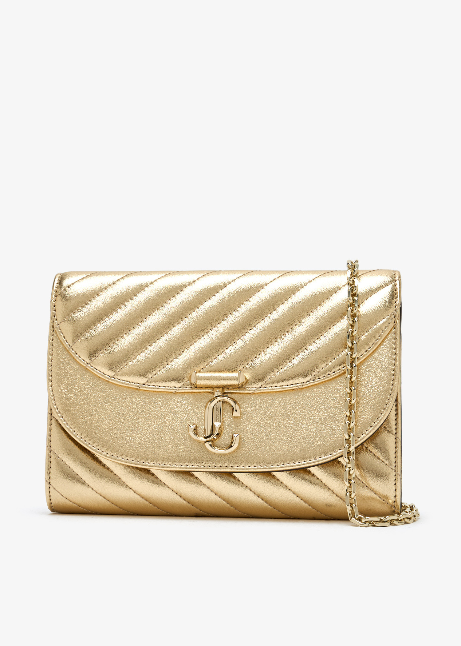 Jimmy Choo Curve clutch for Women - Gold in UAE | Level Shoes