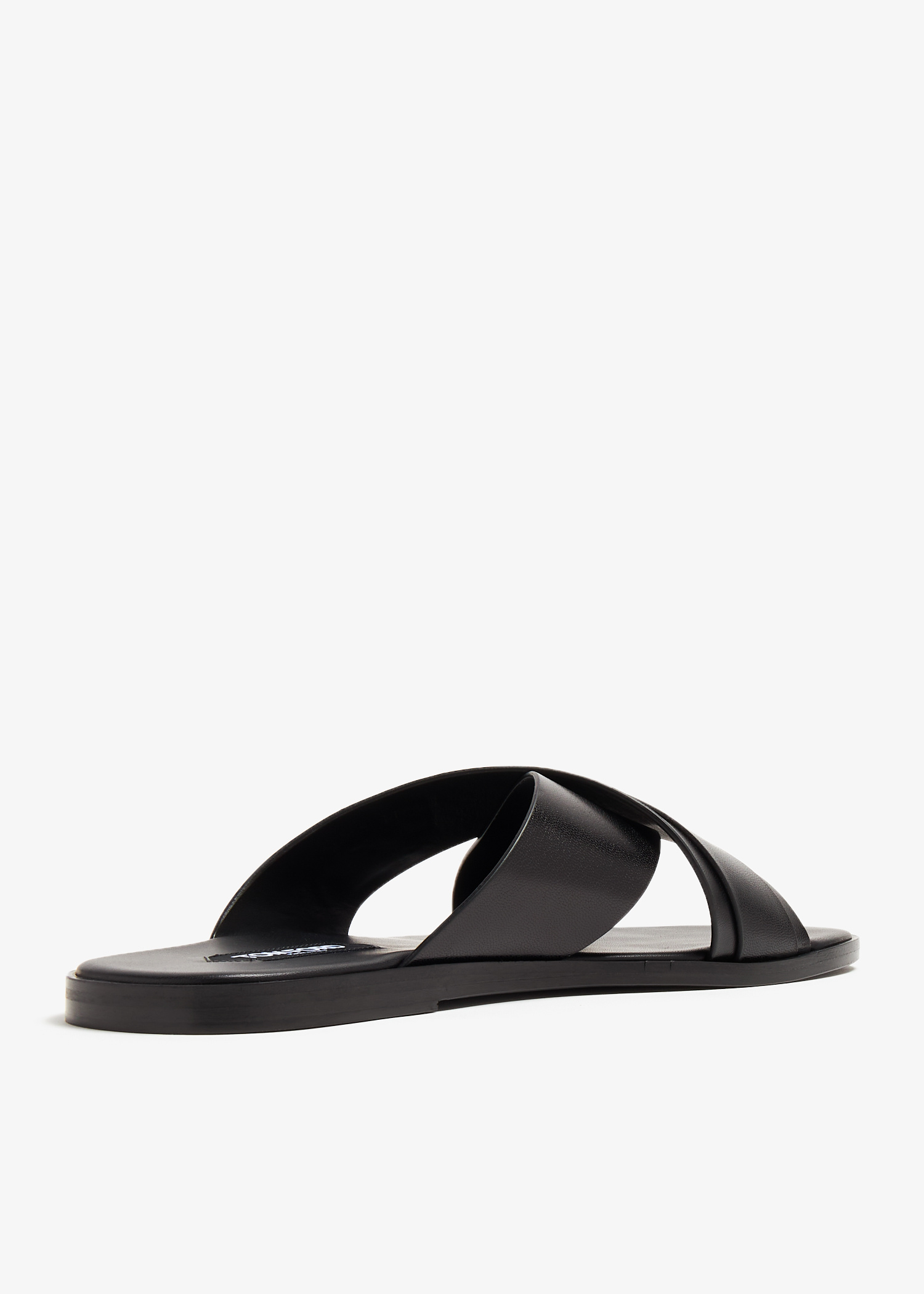 サンダル TOM FORD SS25 Black leather slippers (J1489LCL473X 1N001) Tom Ford Black Leather Slide Sandals