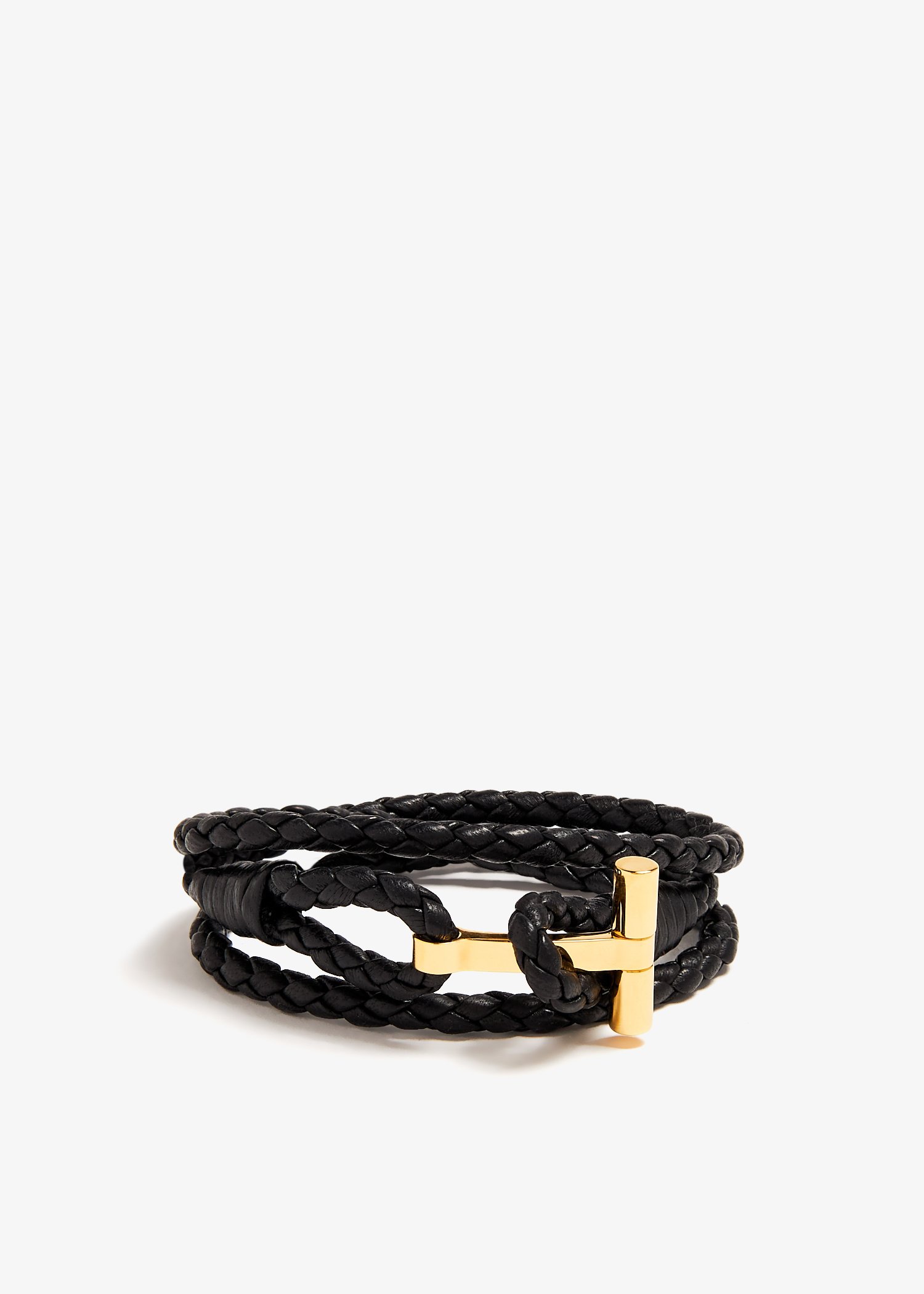 Tom Ford T woven leather bracelet for Men - Black in UAE