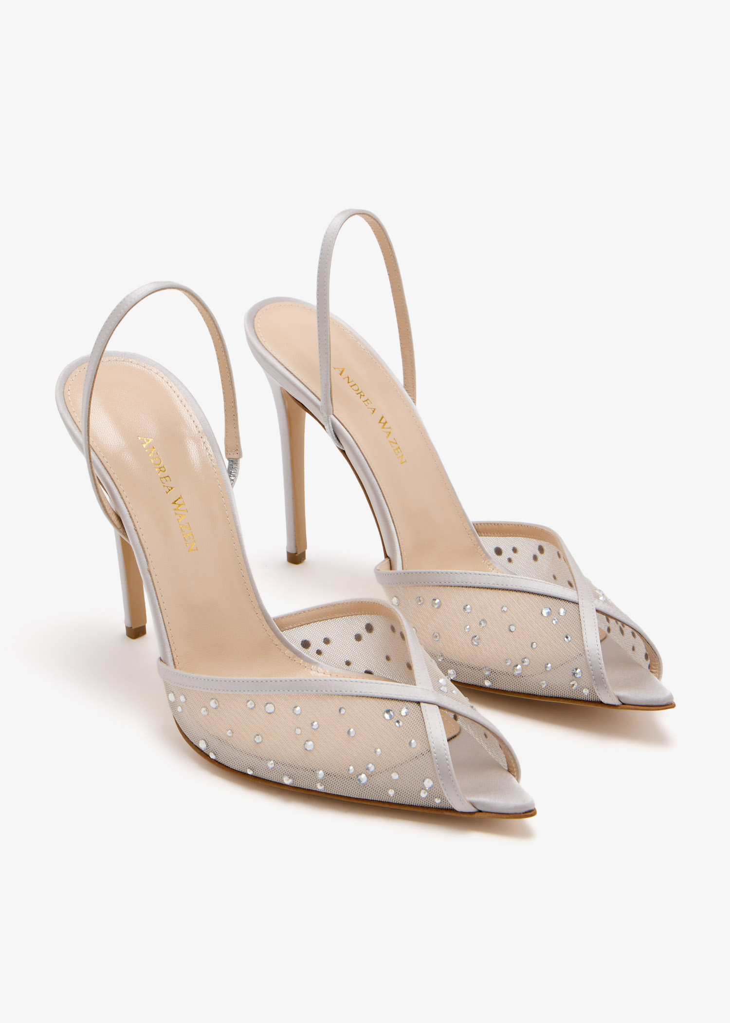 Andrea Wazen Katy Glitz sling pumps for Women - Silver in