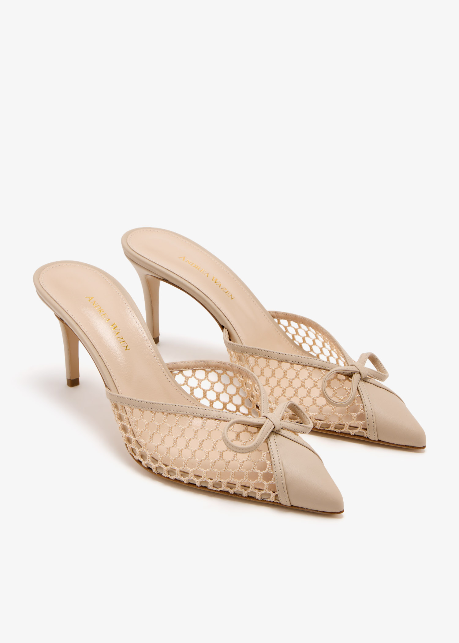 Andrea Wazen Kris Net mules for Women - Beige in UAE | Level Shoes