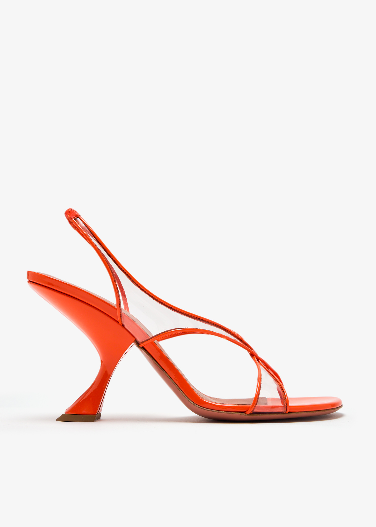 サンダル・ミュール Amina Muaddi Lena Sandals In Patent Leather And Pvc Lena 90 PVC and patent leather sandals in black - Amina