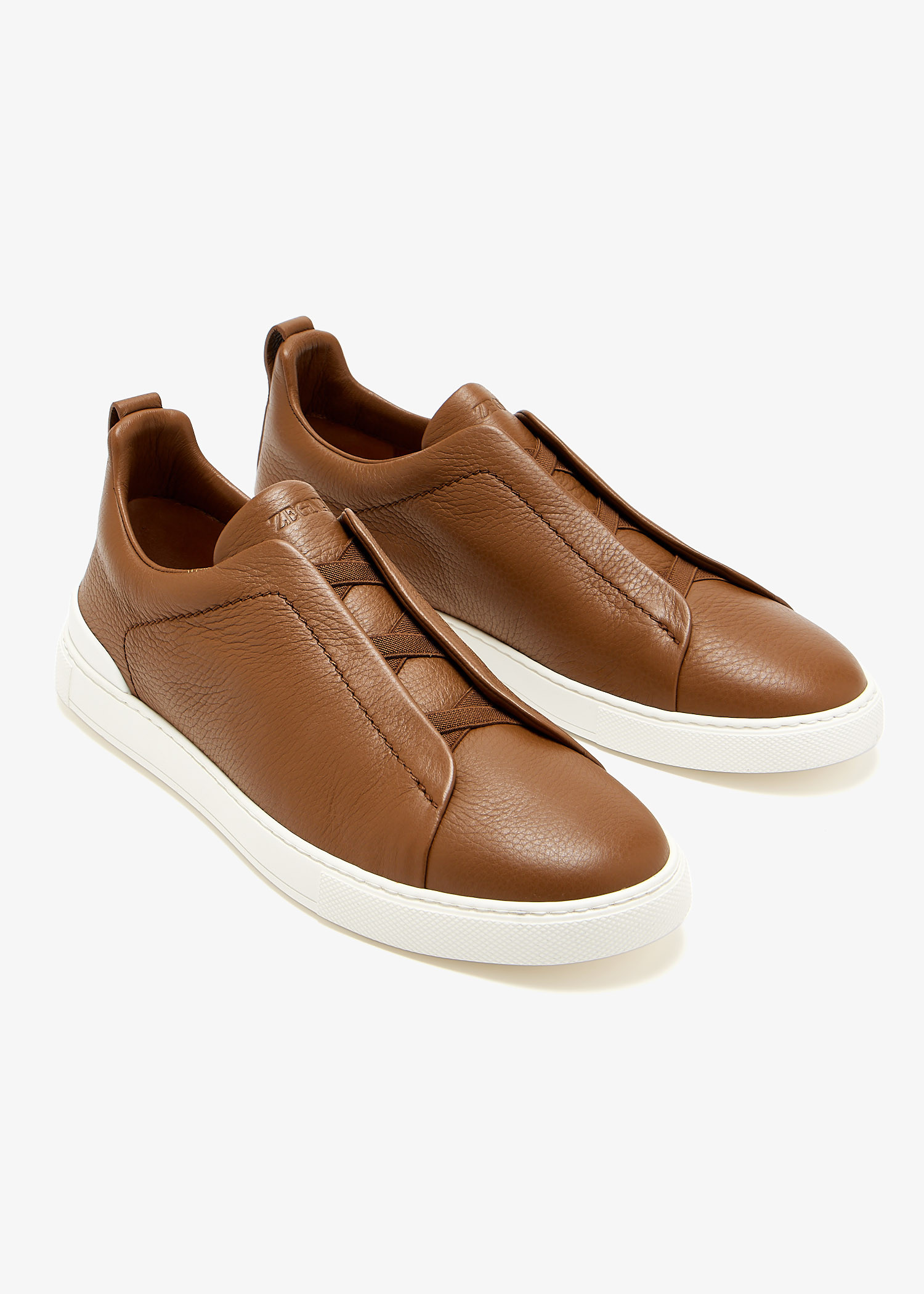 スニーカー ERMENEGILDO ZEGNA Men Sneakers LHSOYS4667ZCOC BROWN Ermenegildo Zegna Cream/Brown Canvas Triple Stitch Low Top