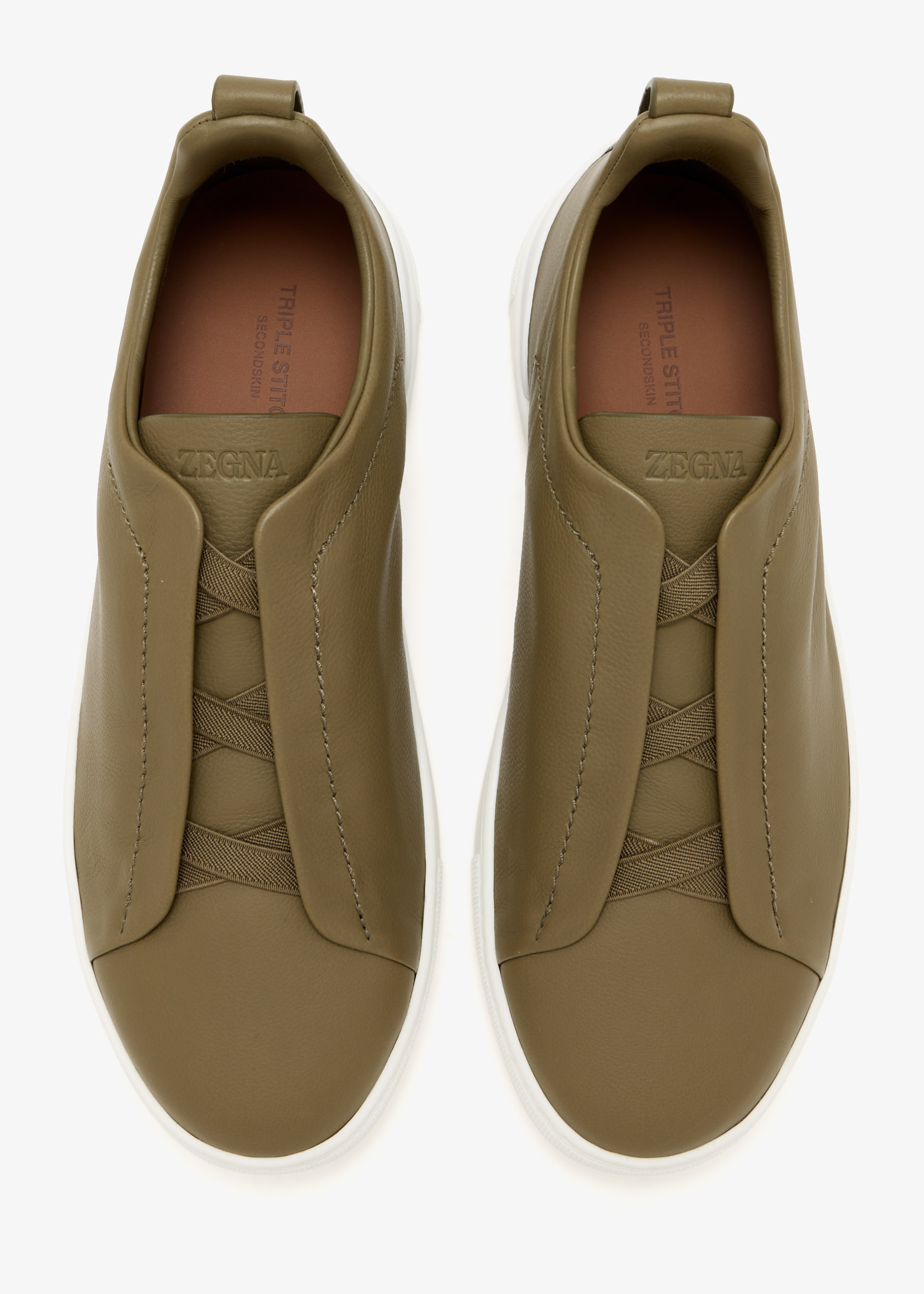 ZEGNA Triple Stitch™ SECONDSKIN sneakers for Men - Khaki in UAE