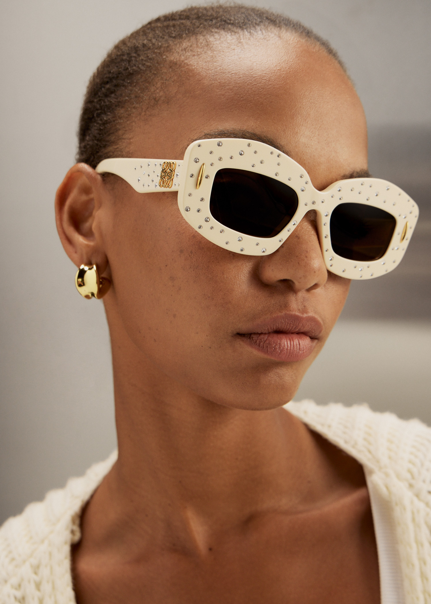 Loewe Cream Geometric Oversized Sunglasses LOEWE EYEWEAR Inflated oversized square-frame acetate  main image 2
