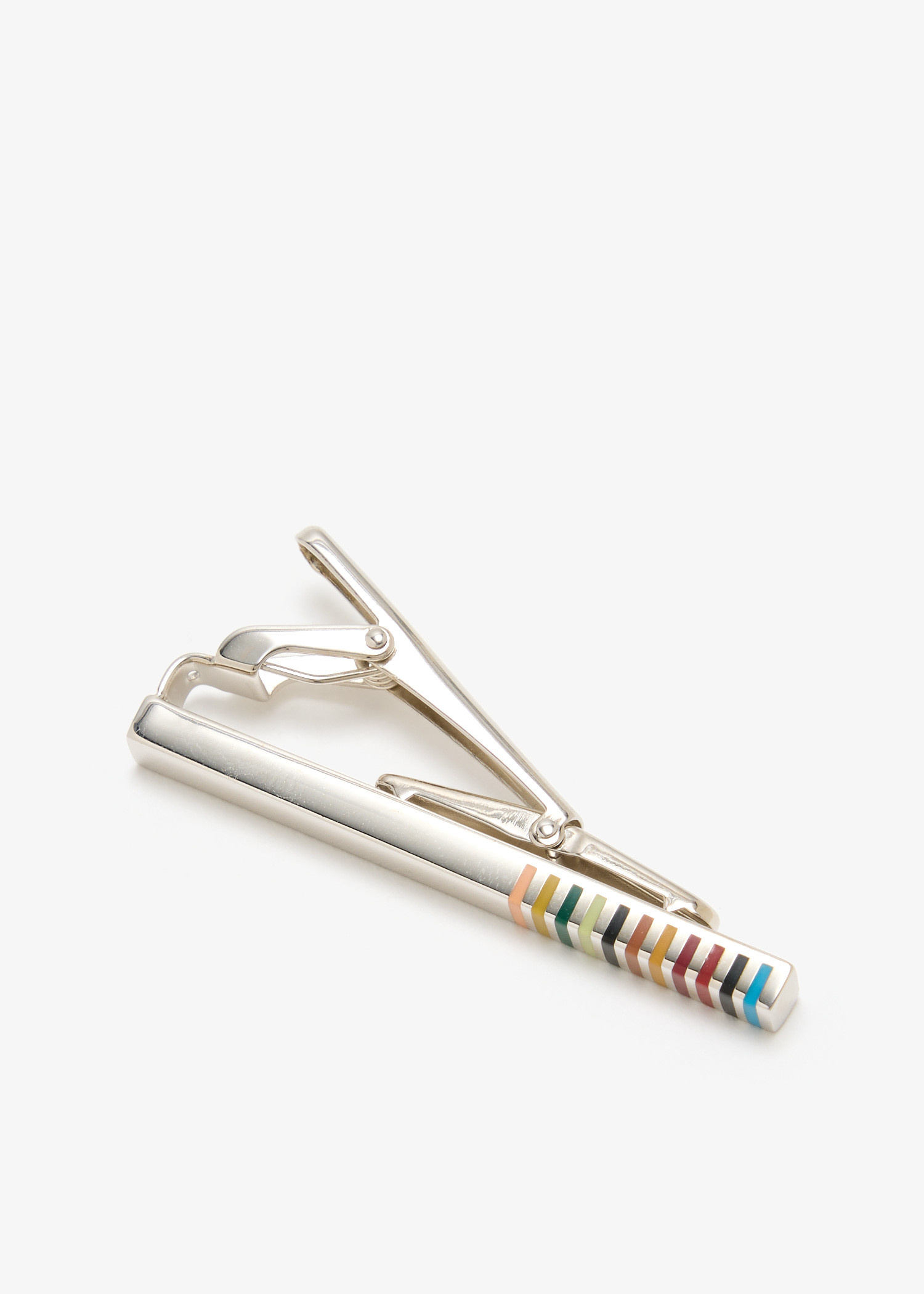Paul Smith Signature Stripe tie clip for Men - Silver in KSA