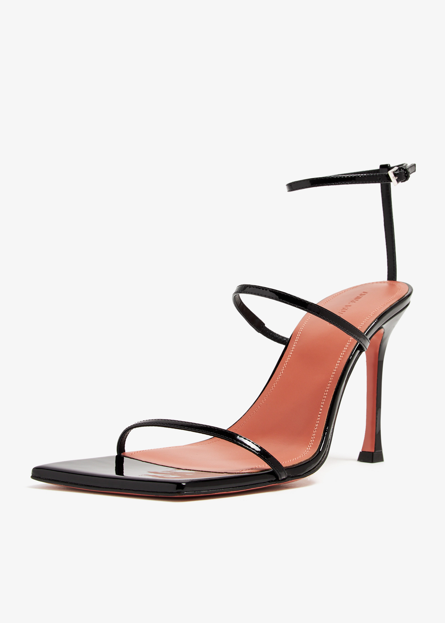 サンダル・ミュール Amina Muaddi Nappa Leather Sandals With Delicate Ankle Strap Amina Muaddi Maya sandals for Women - Black in UAE | Level Shoes