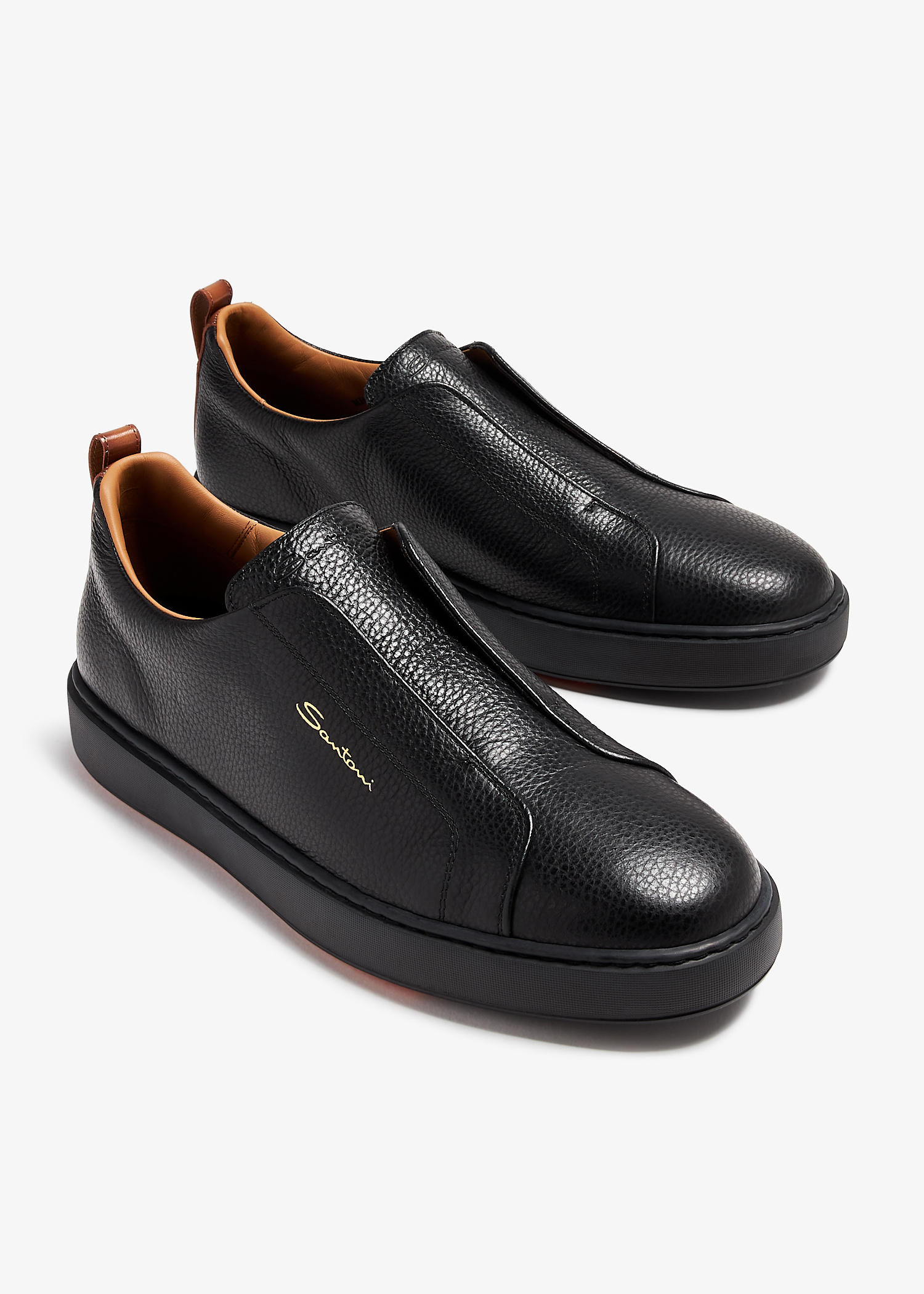 Santoni Leather slip-on sneakers for Men - Black in UAE Santoni Leather slip-on sneakers for Men - Black in UAE