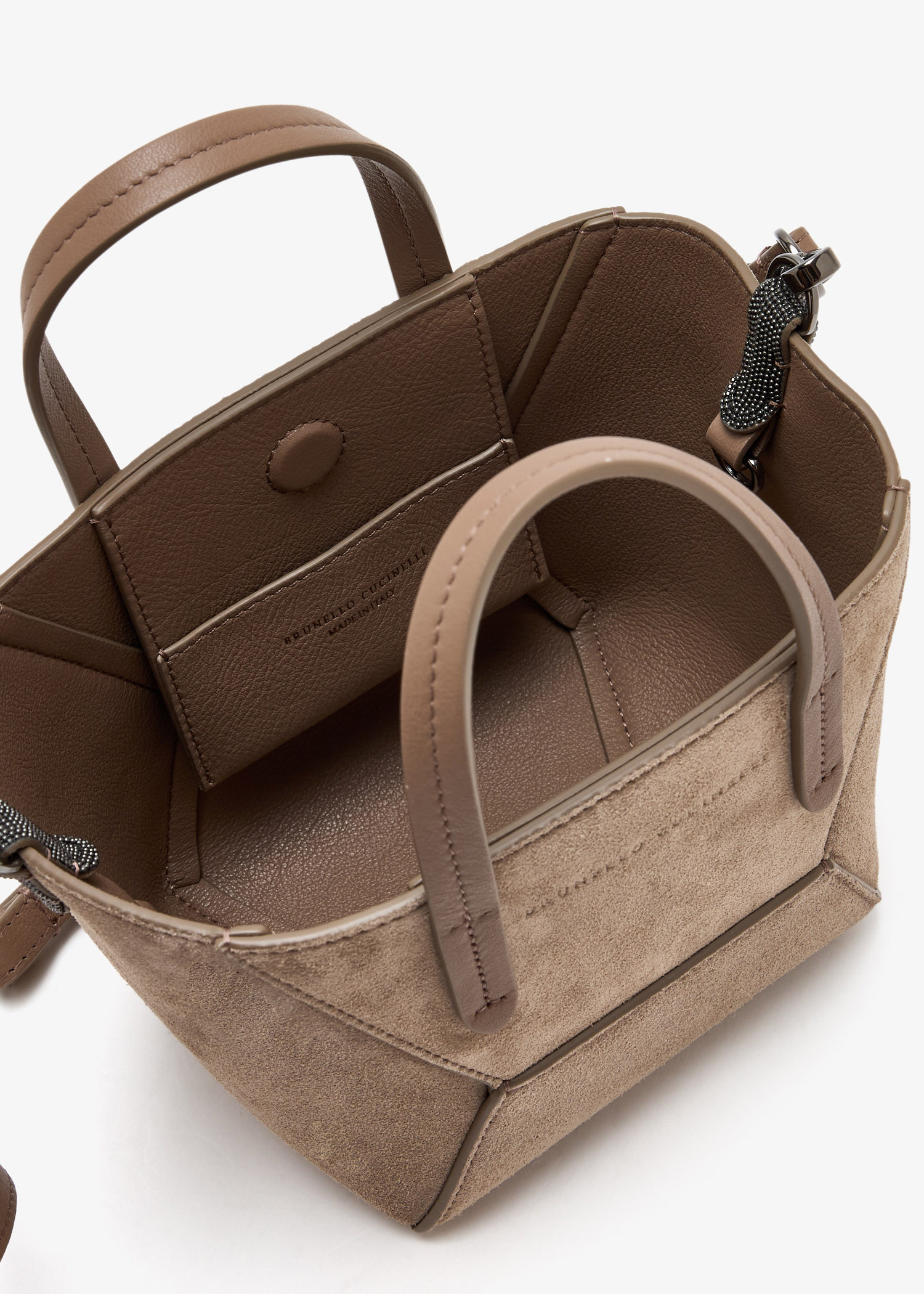 BRUNELLO CUCINELLI ♪ BC Duo ミニ スエードトート MBDLD2675 Calfskin BC Duo bag for Woman in Pine Cone Brown | Brunello
