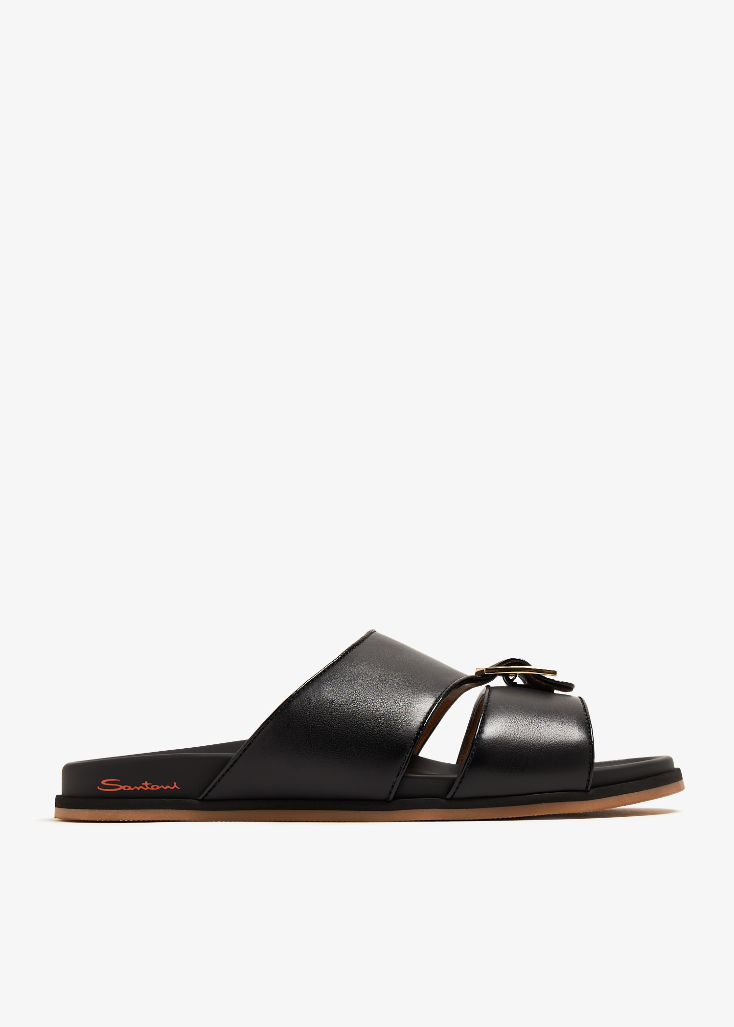Santoni Double strap sandals for Men - Black in UAE | Level