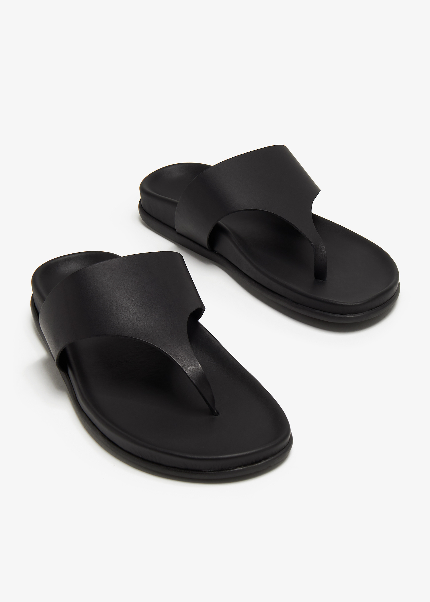 サンダル・ミュール ANCIENT GREEK SANDALS Black leather Daphnae thong slippers Daphnae – Ancient Greek Sandals
