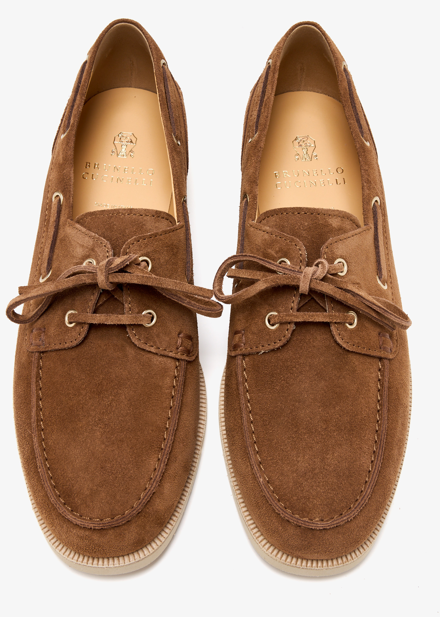 Brunello Cucinelli Suede boat shoes for Men - Brown in UAE