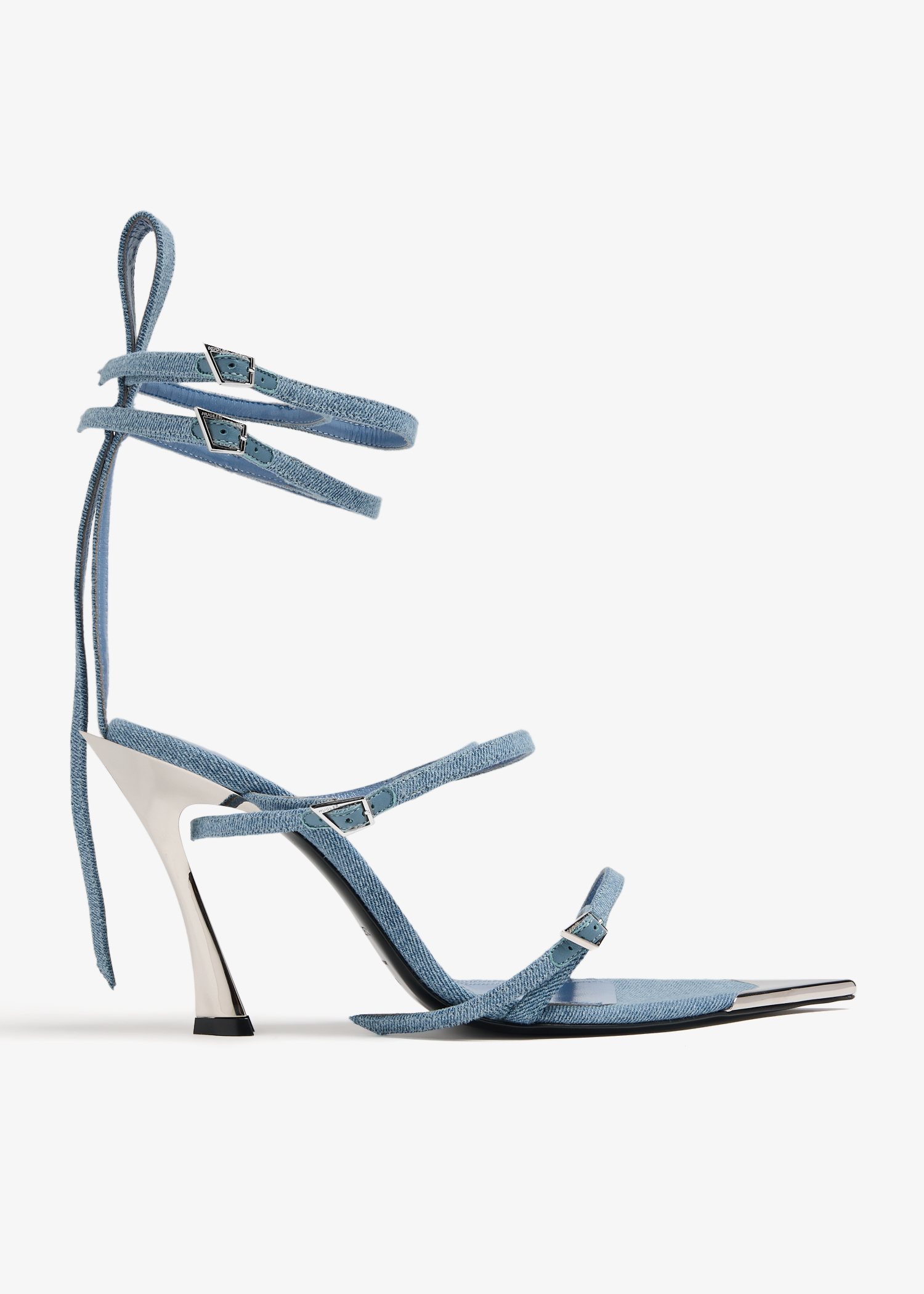 Mugler Strappy denim fang sandals for Women - Blue in USA