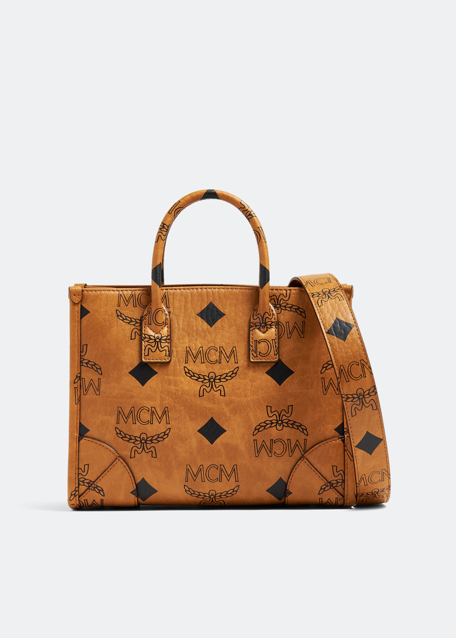 MCM Small München tote bag for Women - Brown in USA | Level Shoes