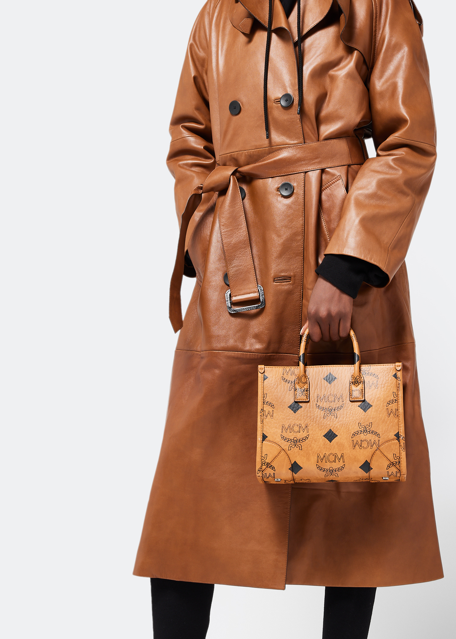MCM Small München tote bag for Women - Brown in USA | Level Shoes